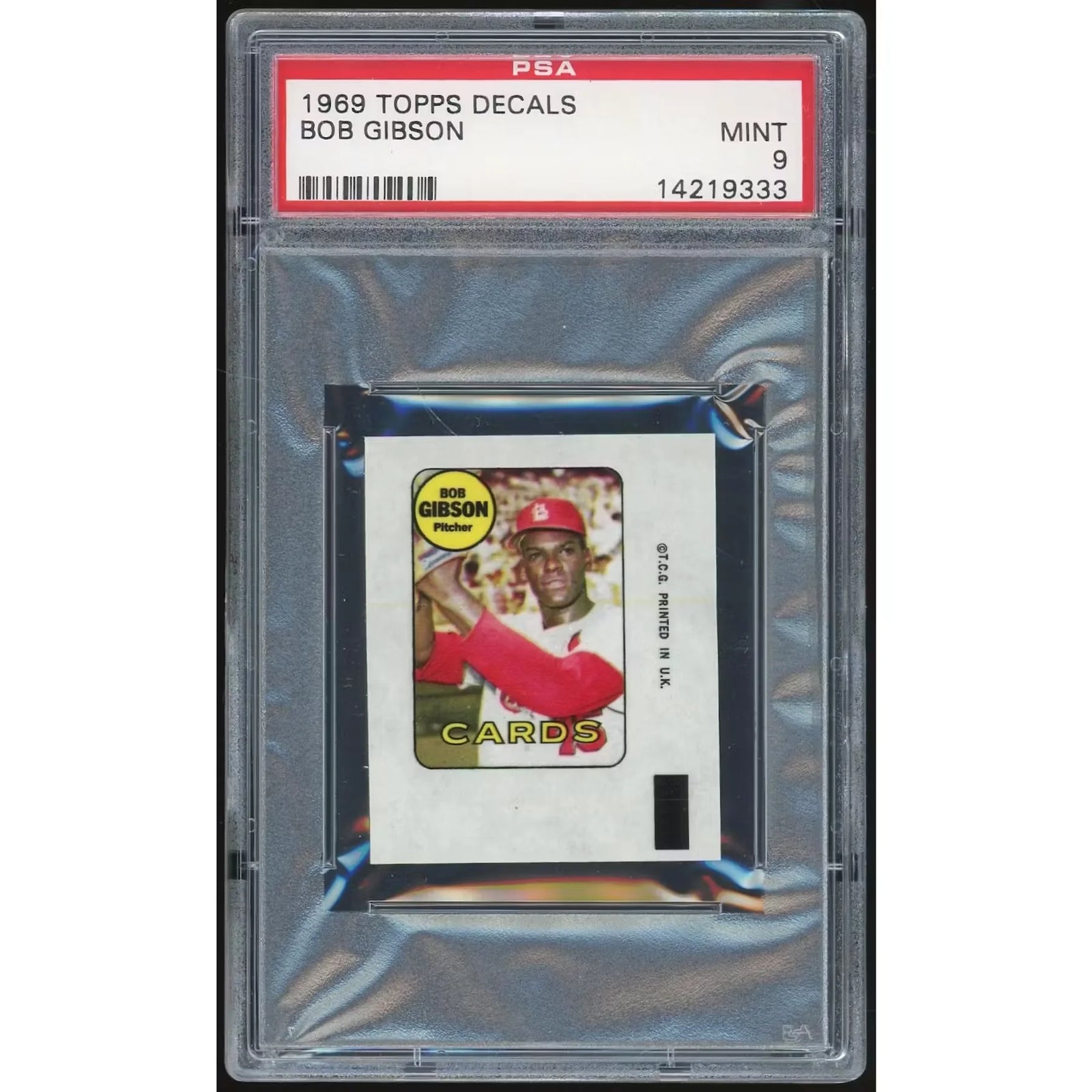 Bob Gibson Signed 1969 Topps Decals | PSA 9