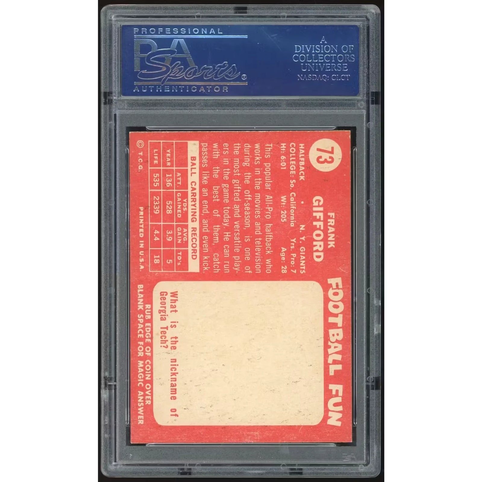 1958 Topps #73 Frank Gifford | PSA 7