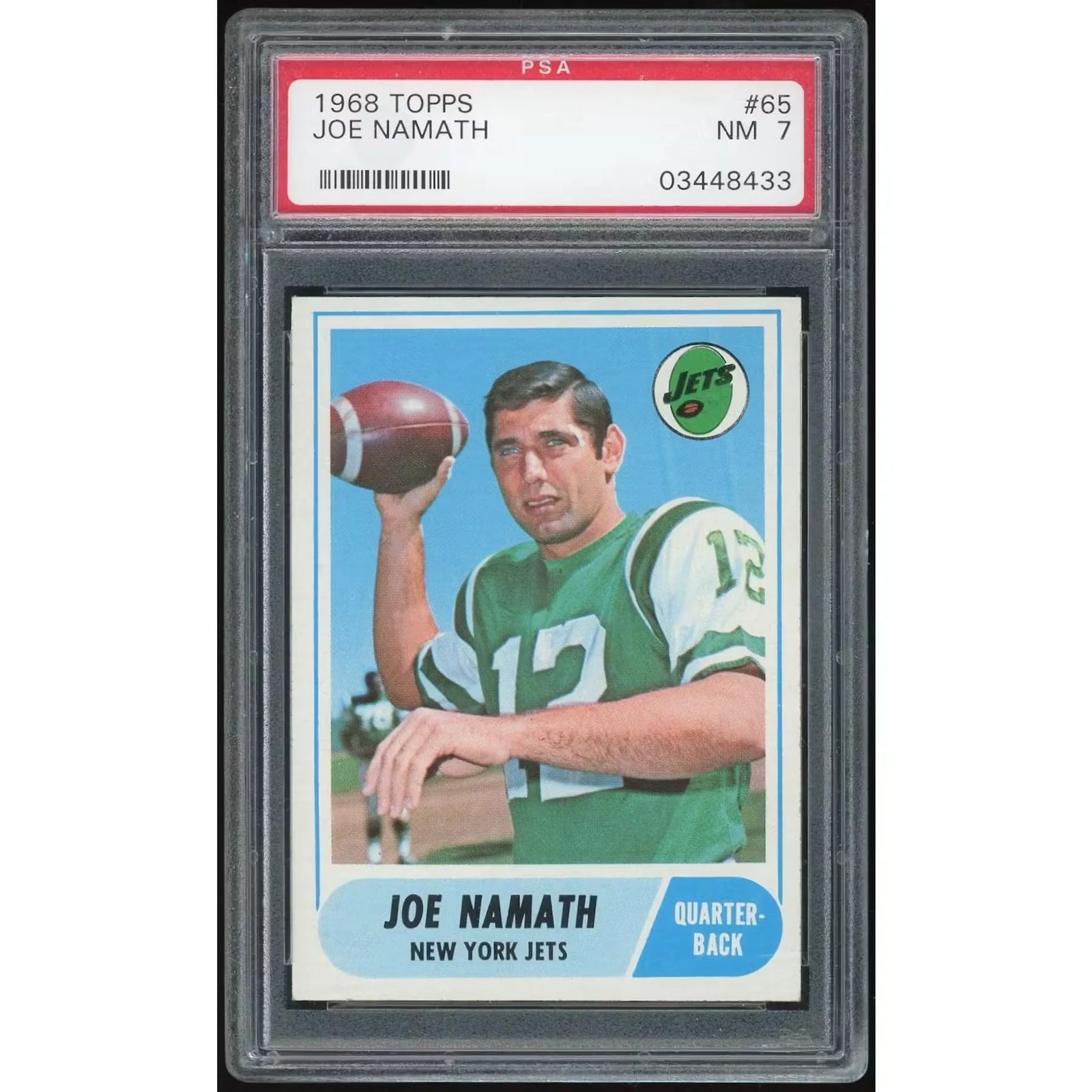 1968 Topps #65 Joe Namath Card | PSA 7