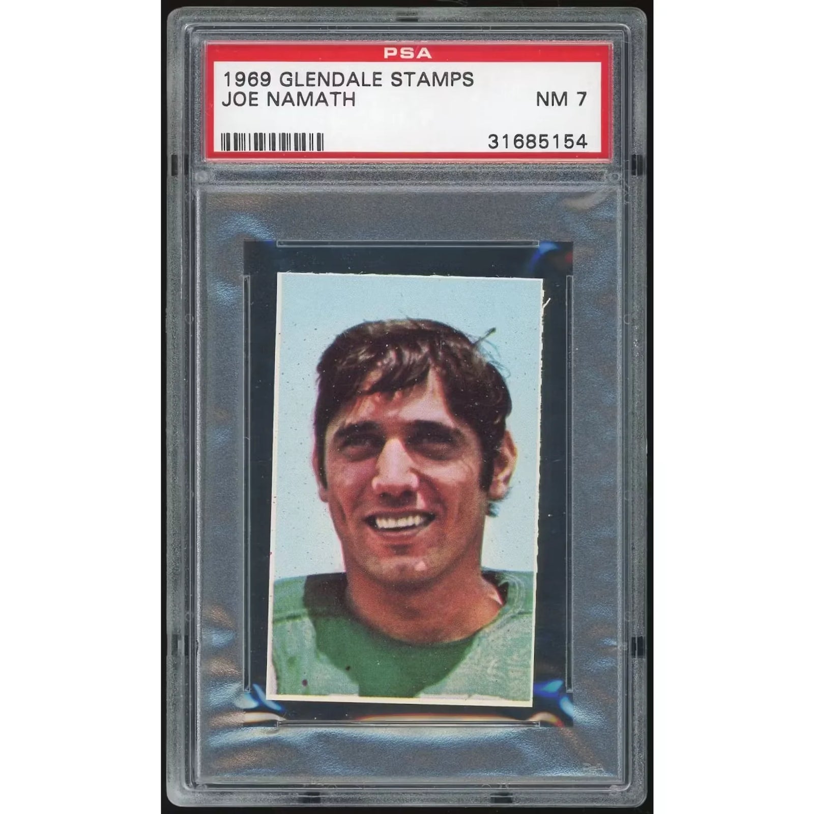 Joe Namath 1969 Glendale Stamps Card | PSA 7