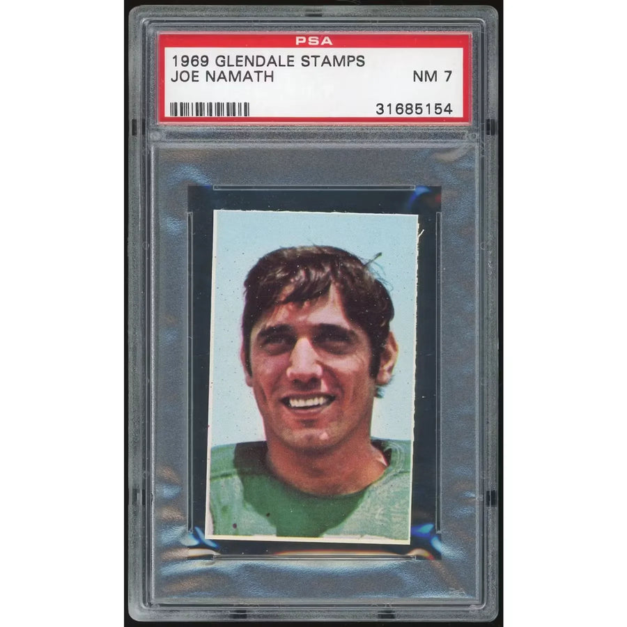 Joe Namath 1969 Glendale Stamps Card | PSA 7
