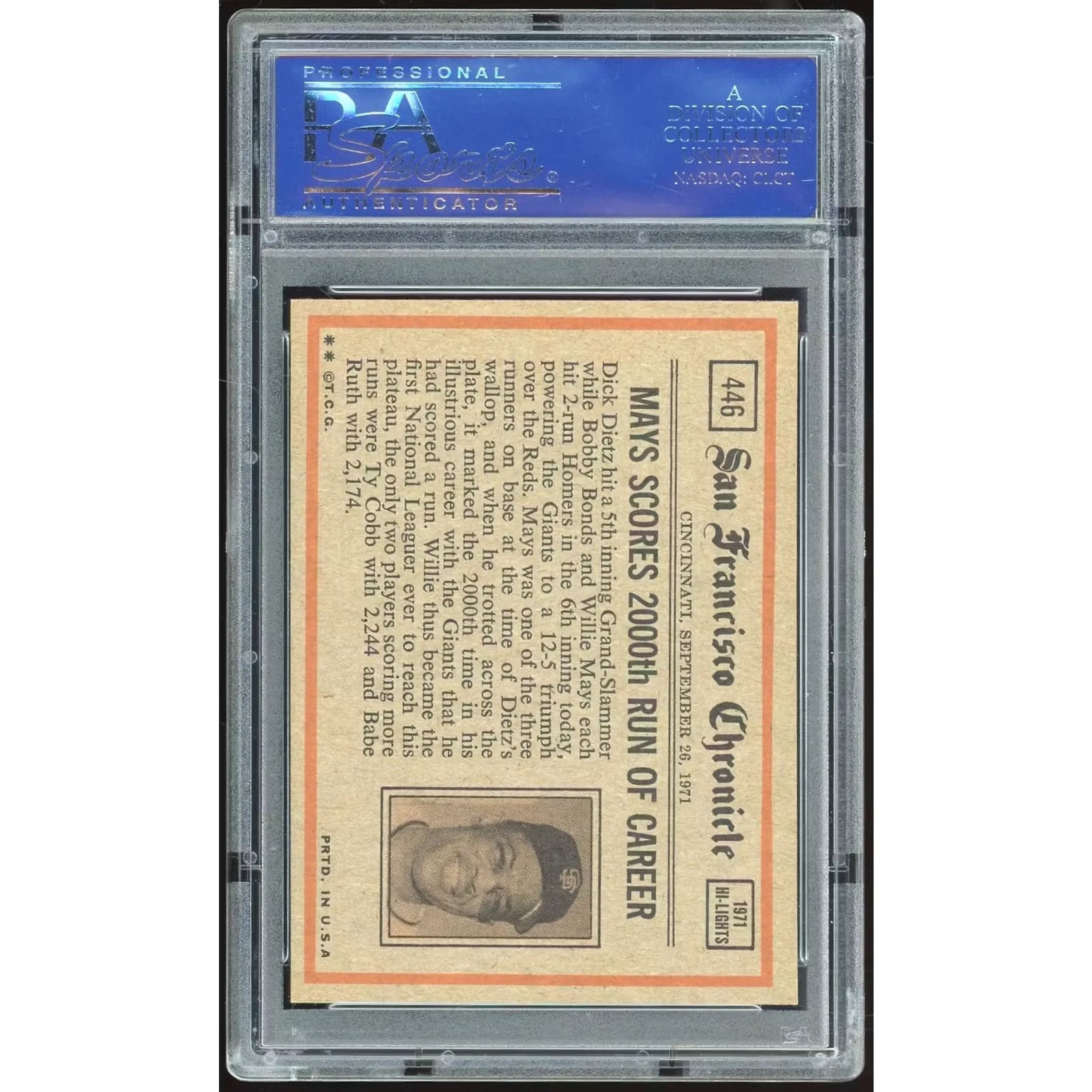 Tom Seaver 1972 Topps #446 IA Card | PSA 7