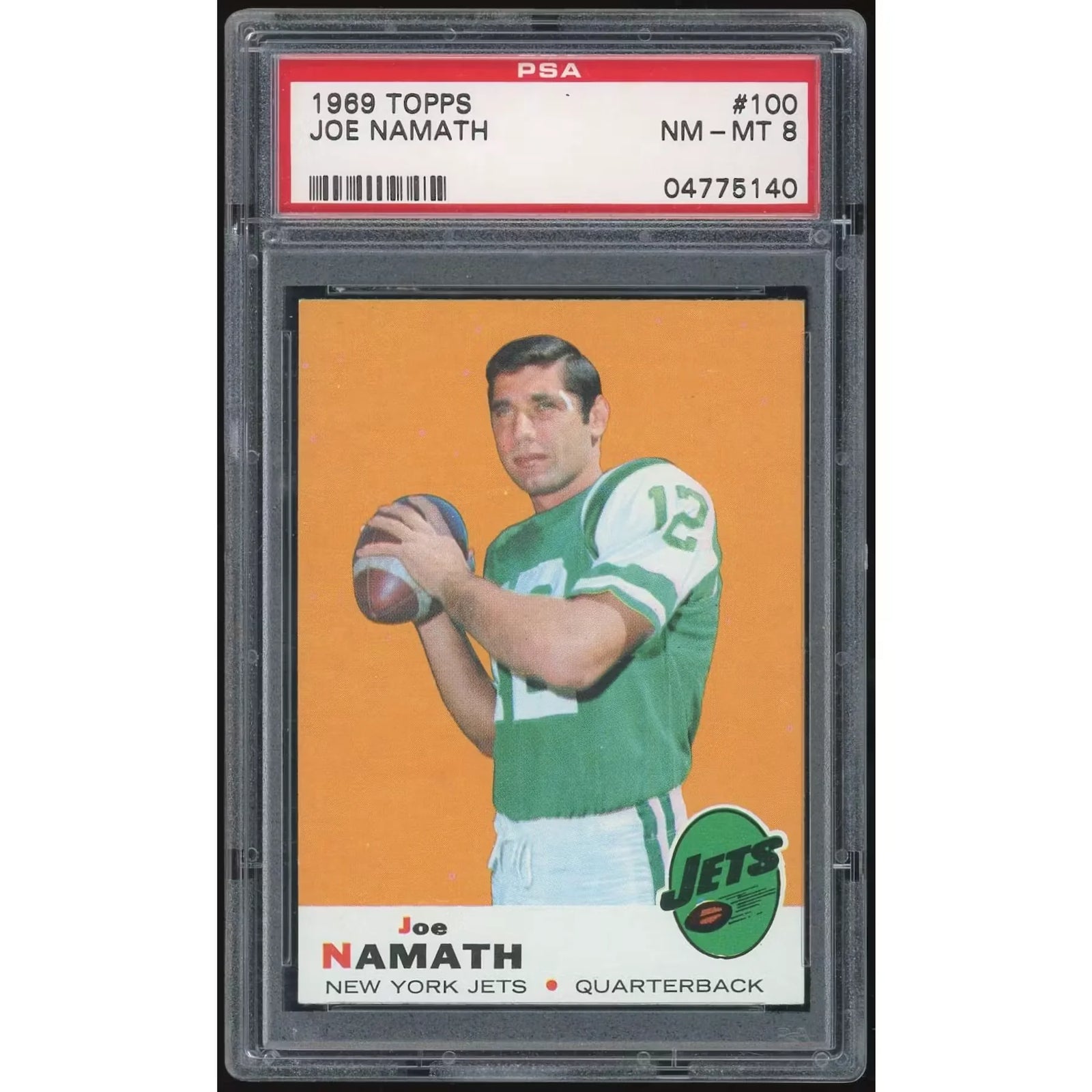 1969 Topps Joe Namath #100 Card | PSA 8