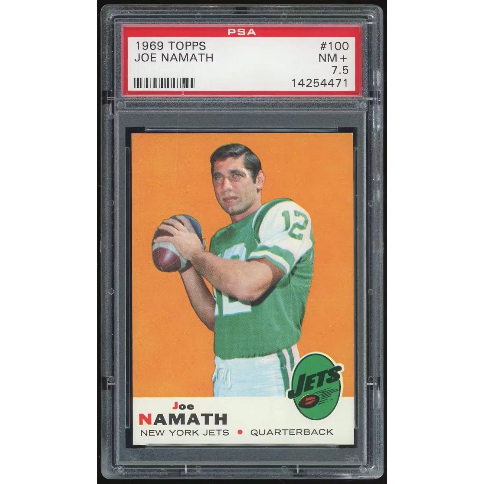 Joe Namath 1969 Topps #100 Card | PSA 7.5