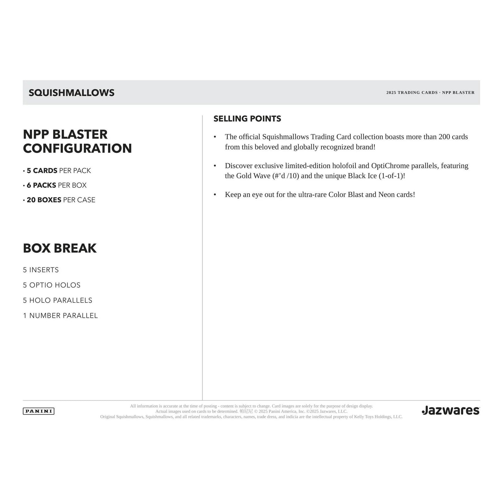 DRAFT - 2025 Panini Squishmallows Series 2 Blaster 20-Box Case | dacardworld:BVC00XQ9XG