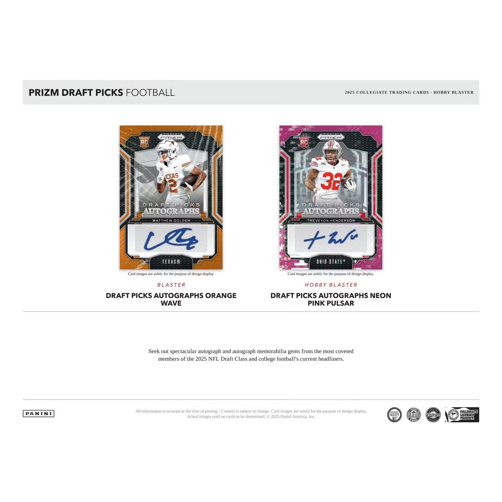 2025 Panini Prizm Draft Picks Football Blaster Box