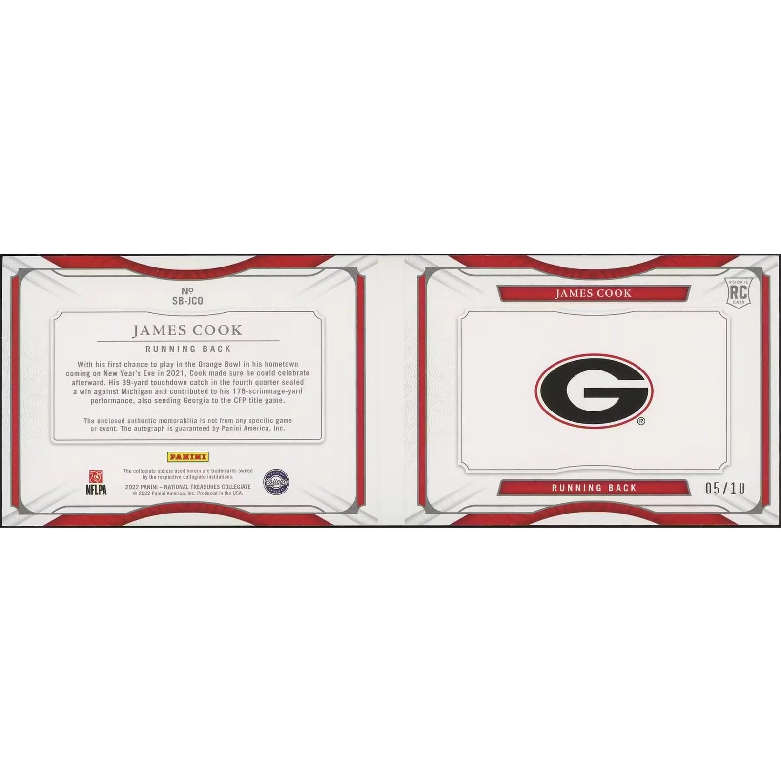 James Cook Signed 2022 Panini National Treasures Rookie Patch Auto | #05/10