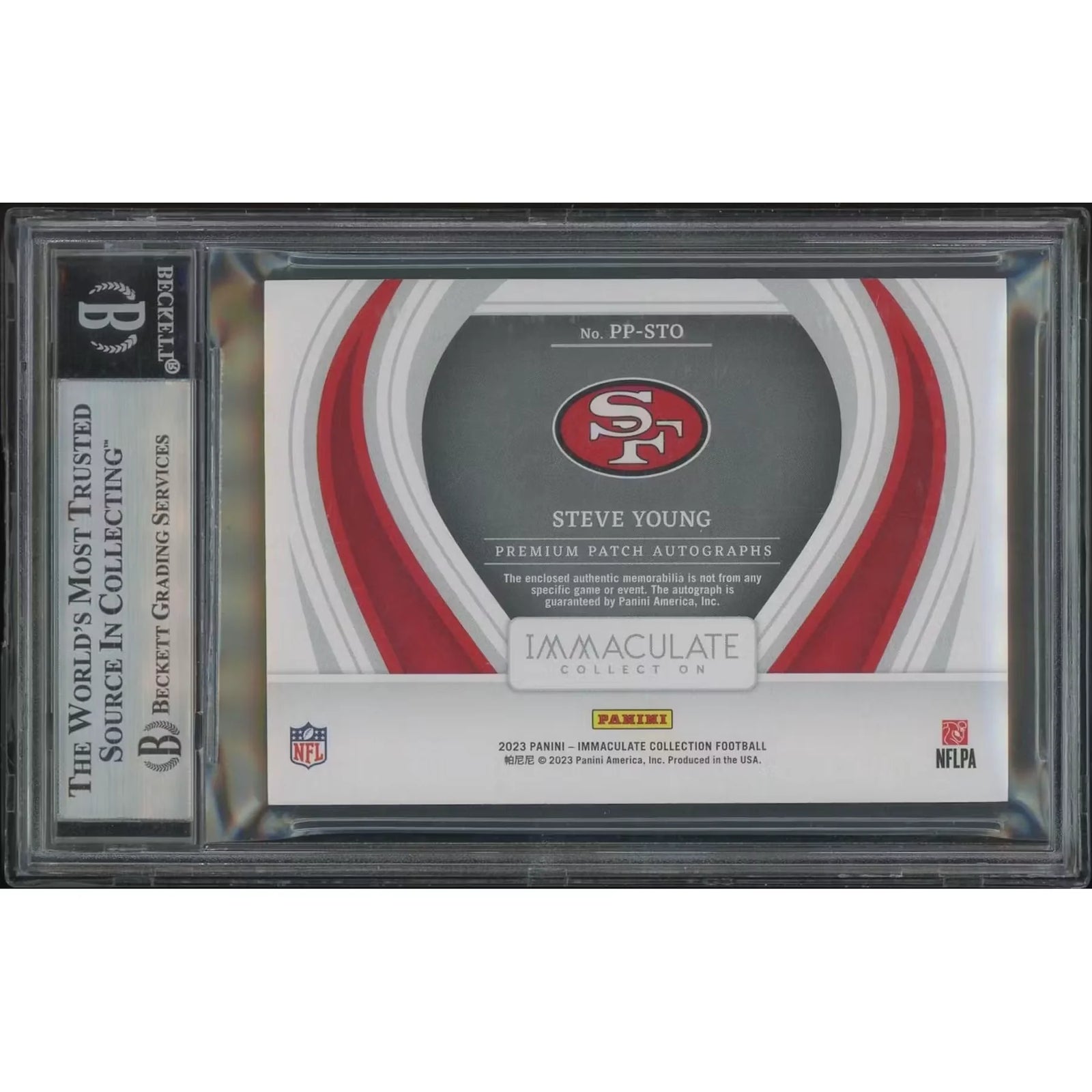 Steve Young Signed 2023 Panini Immaculate Platinum Patch Card | #1/1 BGS 8