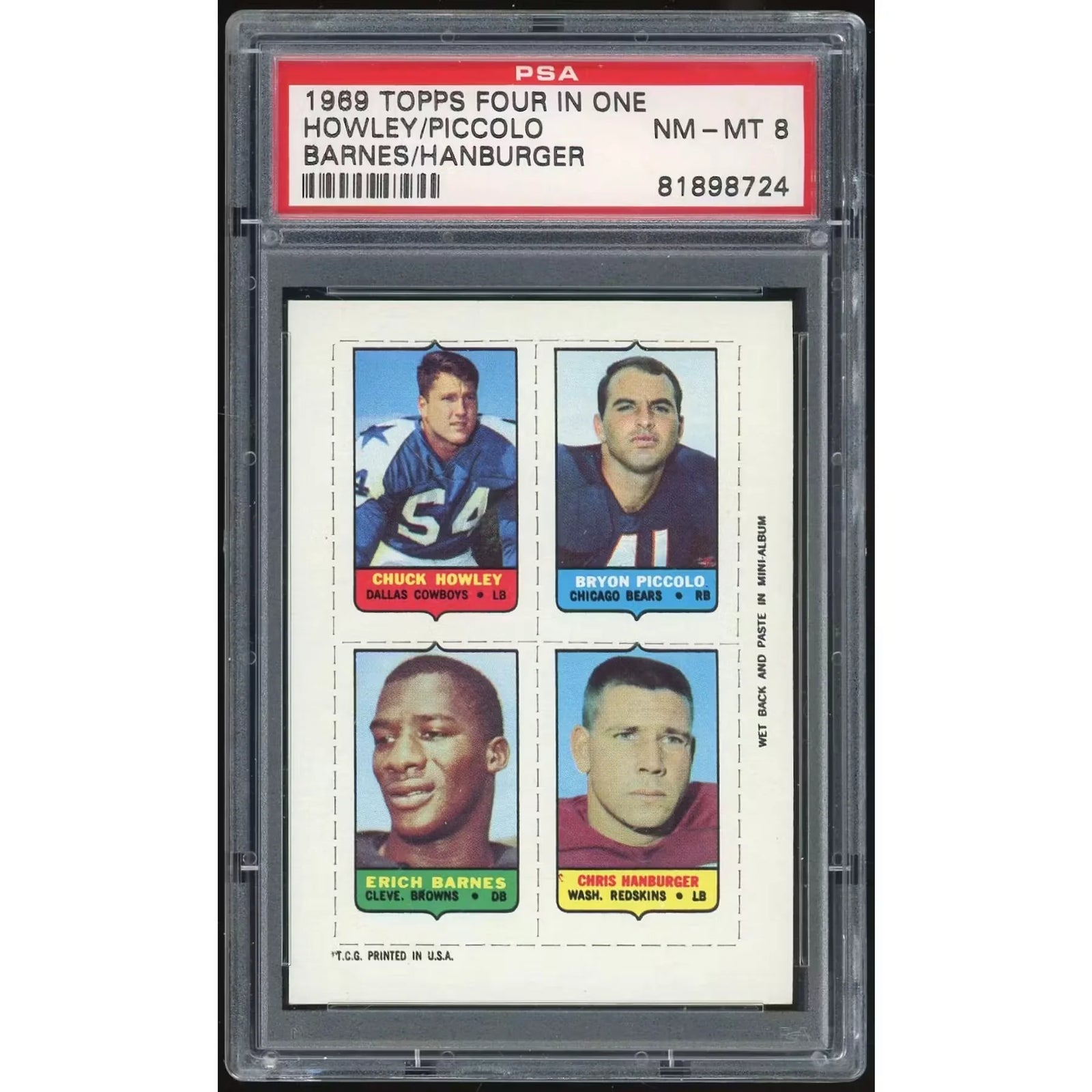 1969 Topps Four in One Howley/Piccolo/Barnes/Hanburger | PSA 8