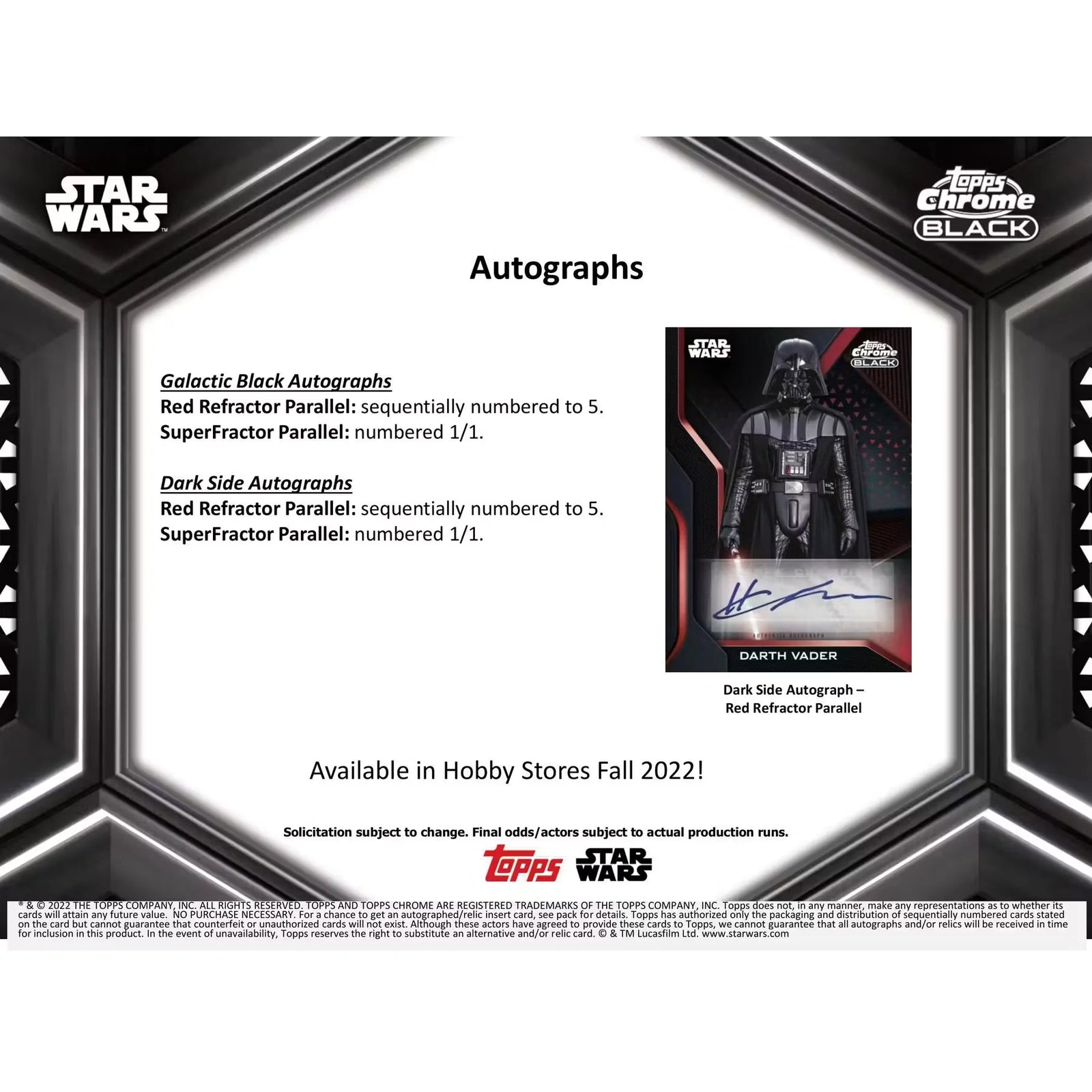2022 Topps Star Wars Chrome Black Hobby 12-Box Case (Ships Sealed Only)