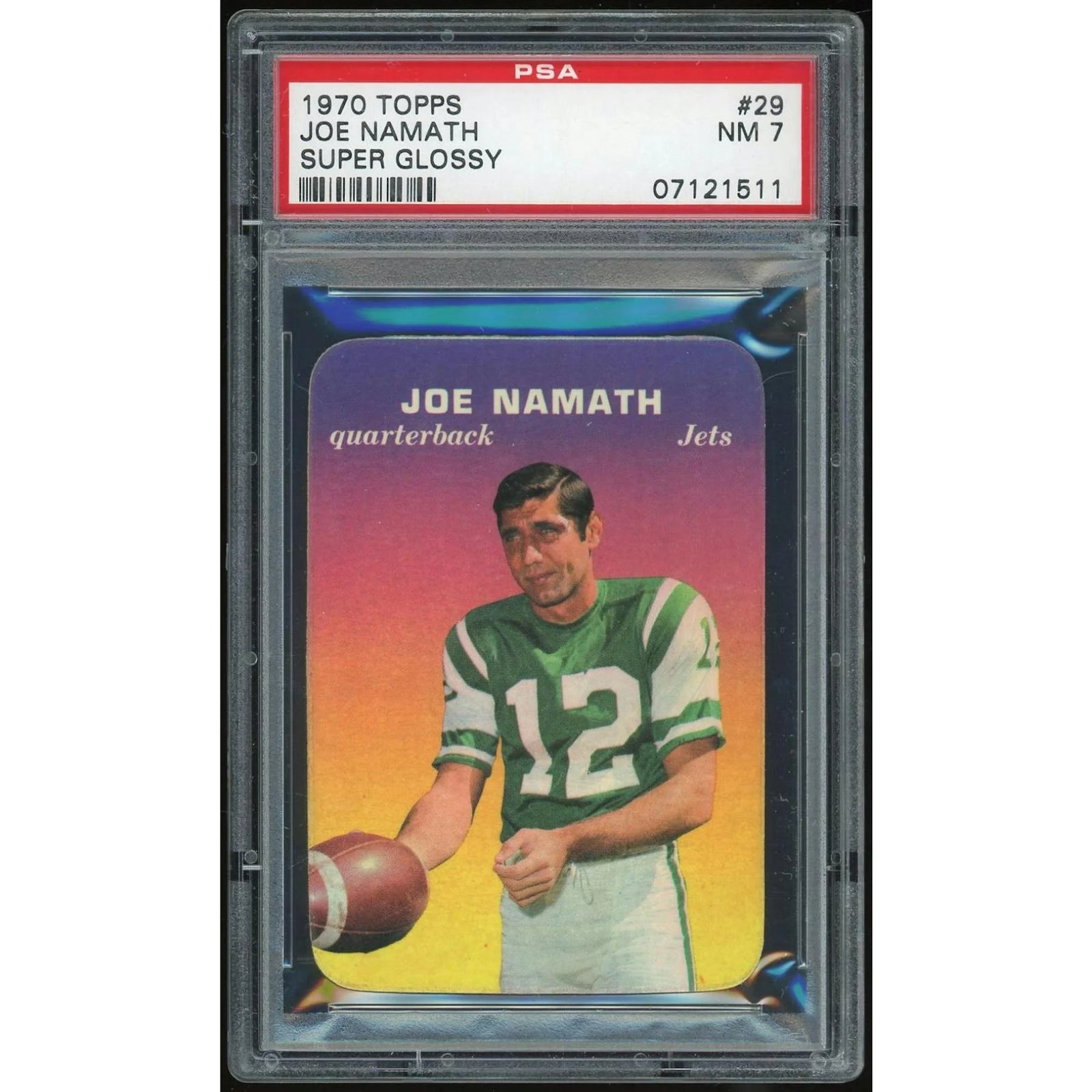 Joe Namath 1970 Topps Super Glossy #29 Card | PSA 7