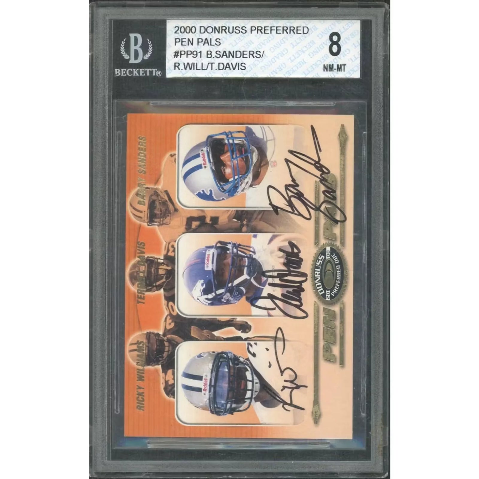 Barry Sanders/Terrell Davis/Ricky Williams Signed Card | 2000 Donruss Preferred Pen Pa