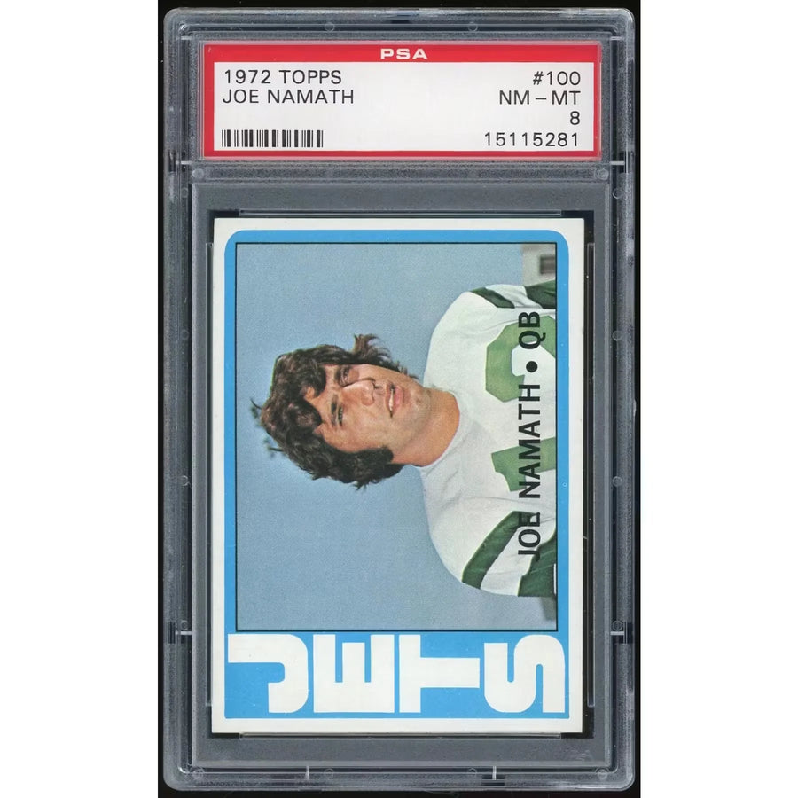Joe Namath 1972 Topps #100 Card | PSA 8