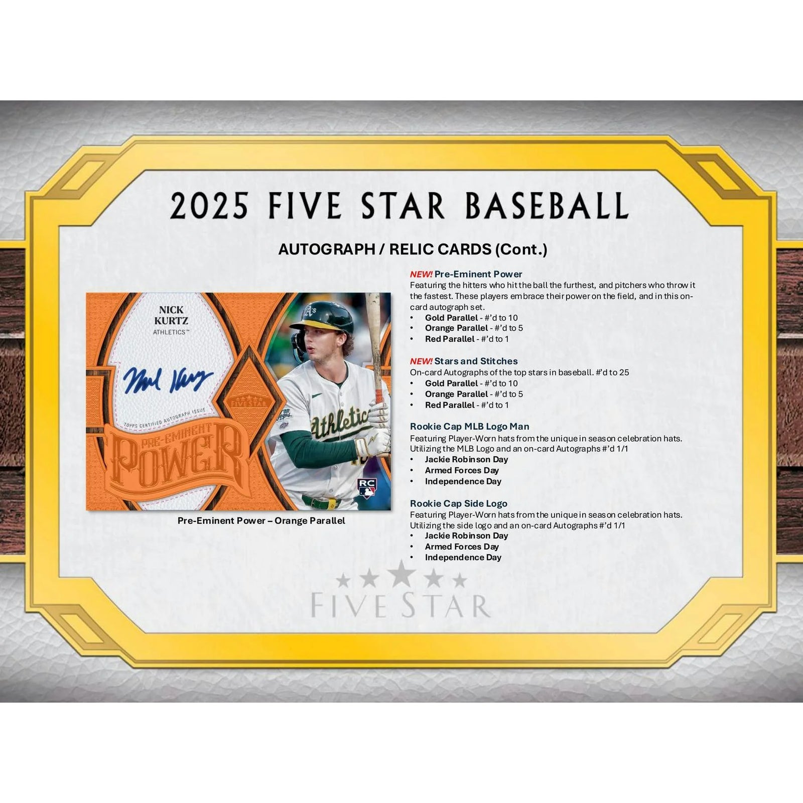 DRAFT - 2025 Topps Five Star Baseball Hobby Box