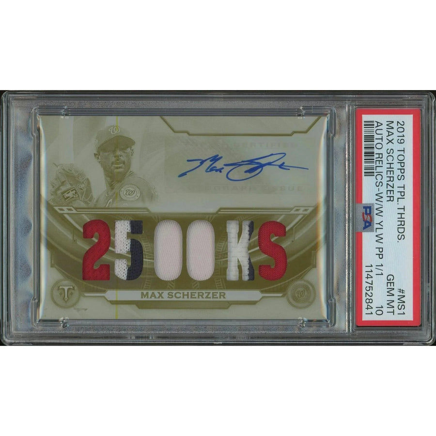 Max Scherzer Signed 2019 Topps Triple Threads #MS1 | Yellow Printing Plate 1/1 #1