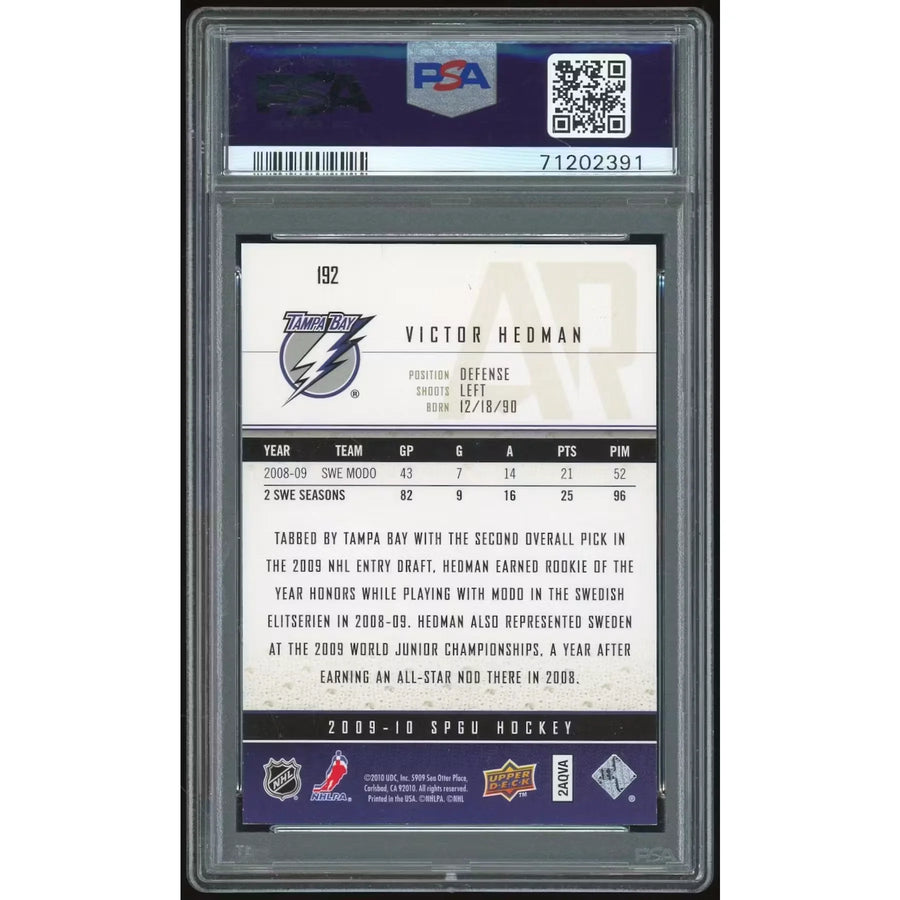 Victor Hedman 2009-10 SP Game Used Gold #192 Card | PSA 8 #/50