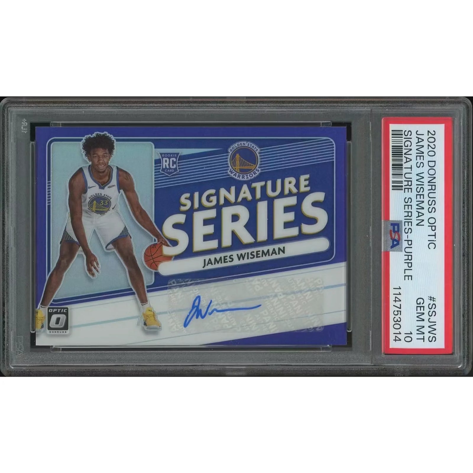 James Wiseman Signed 2020-21 Donruss Optic Purple Signature Series Rookie Card | PSA 10 Ge