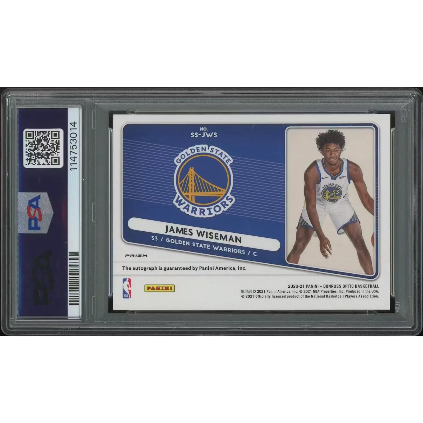 James Wiseman Signed 2020-21 Donruss Optic Purple Signature Series Rookie Card | PSA 10 Ge