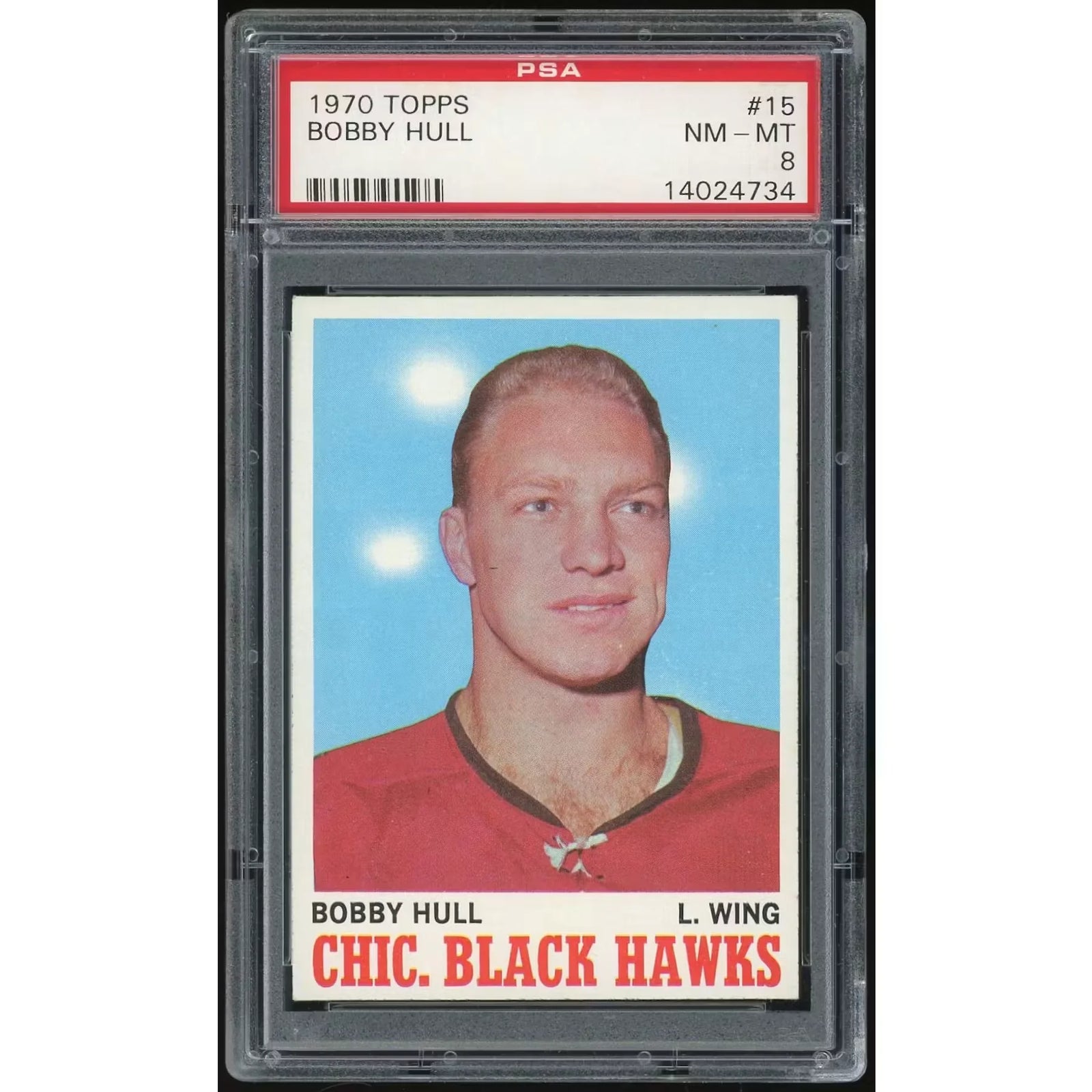 Bobby Hull 1970-71 Topps #15 Hockey Card | PSA 8