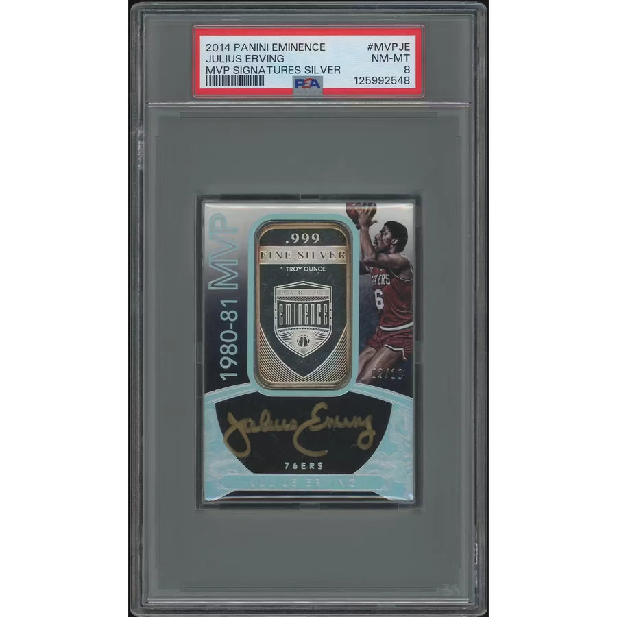 Julius Erving Signed 2014-15 Panini Eminence MVP Silver #02 Card | PSA 8 NM-MT