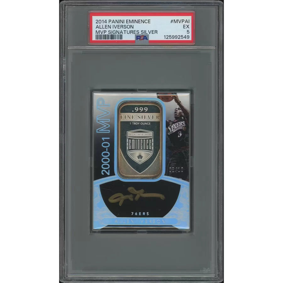 Allen Iverson Signed 2014-15 Panini Eminence Silver #08 Card | PSA 5 EX