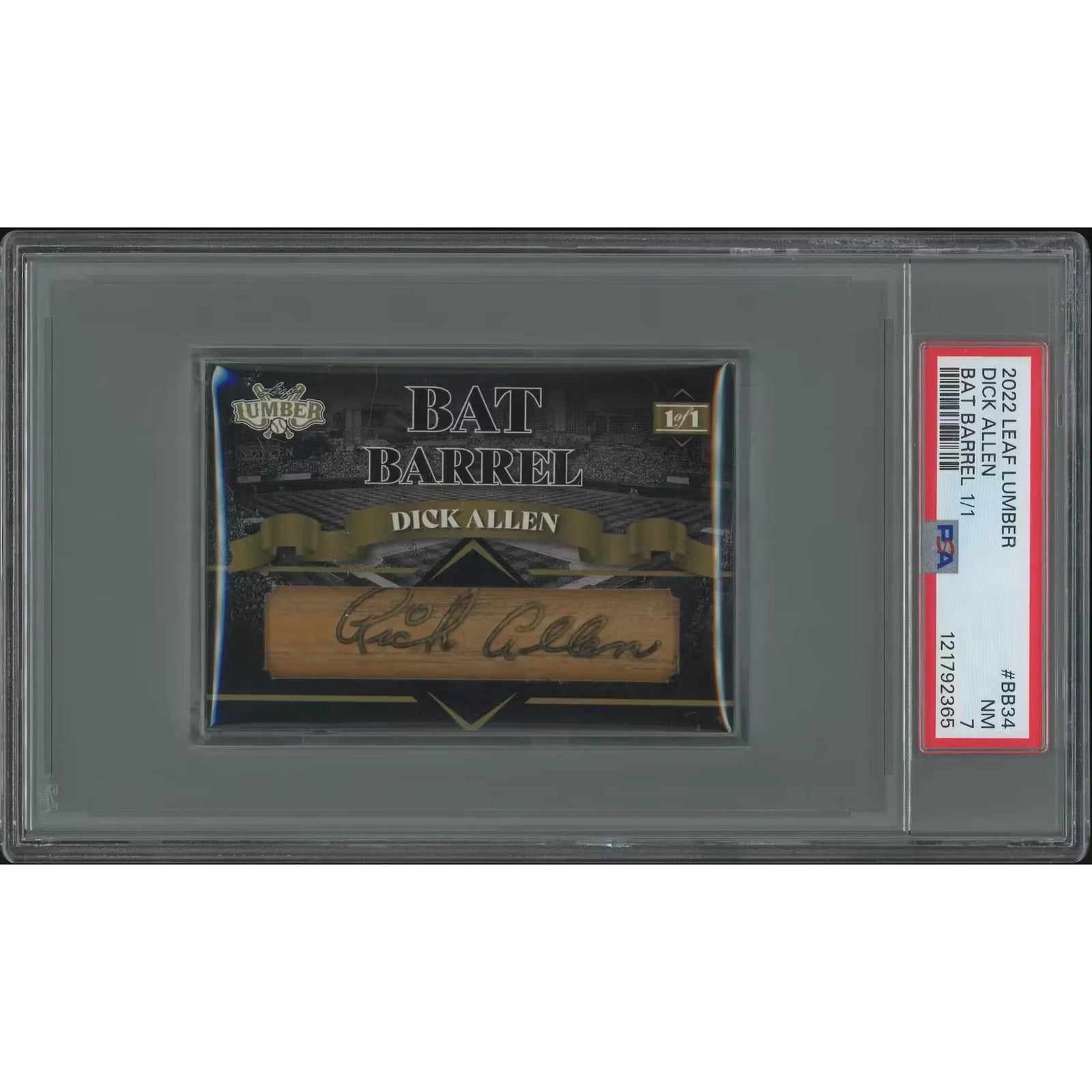 Dick Allen Signed Bat Barrel #1 Card | 2022 Leaf Lumber #BB34 1/1
