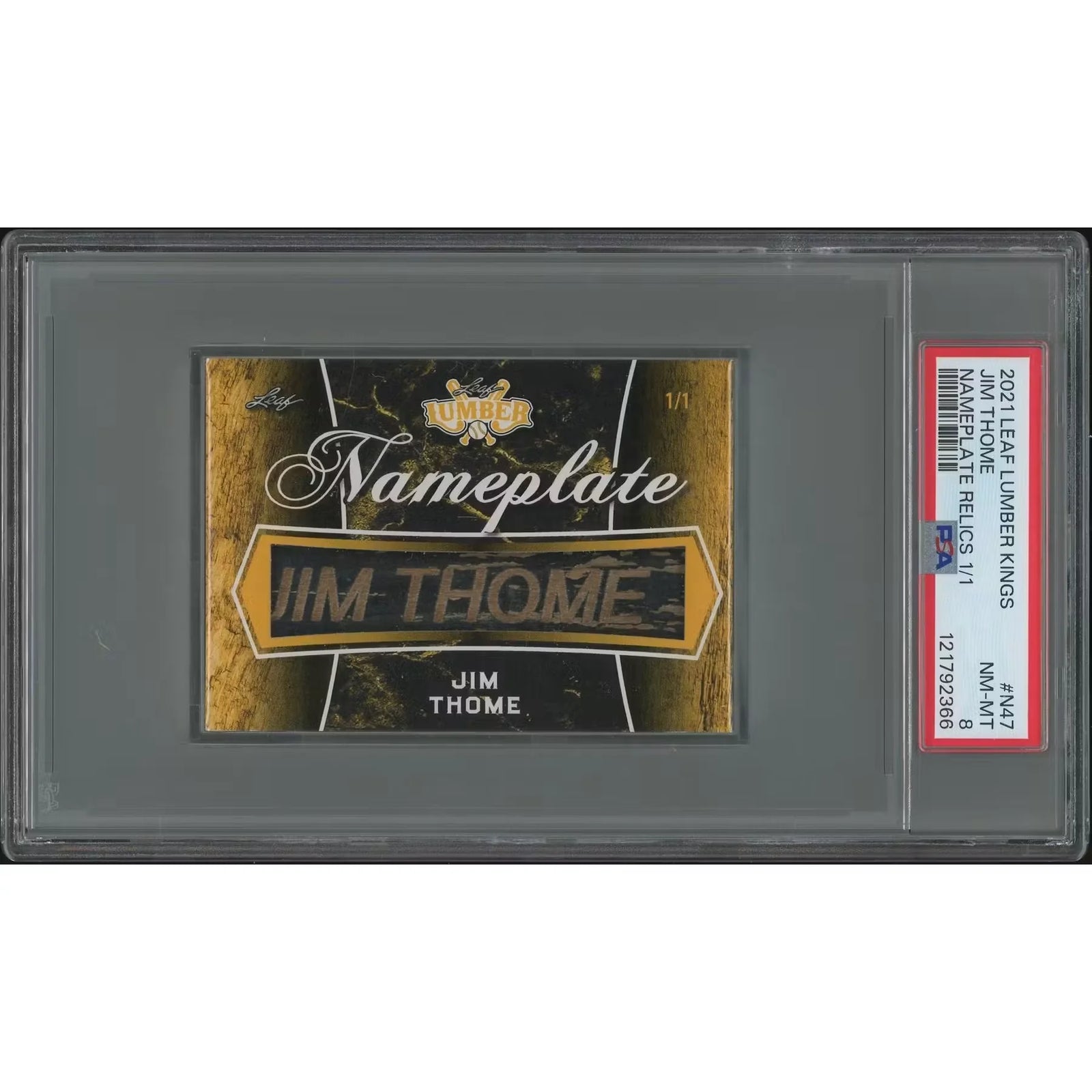 Jim Thome Signed Nameplate Bat Barrel | 2021 Leaf Lumber Kings #1/1