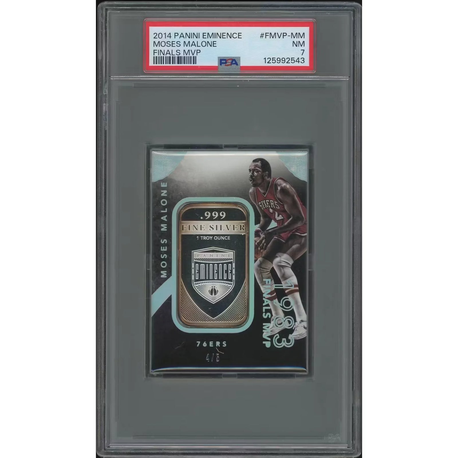 Moses Malone Signed 2014-15 Panini Eminence Finals MVP Silver | PSA 7 NM #4