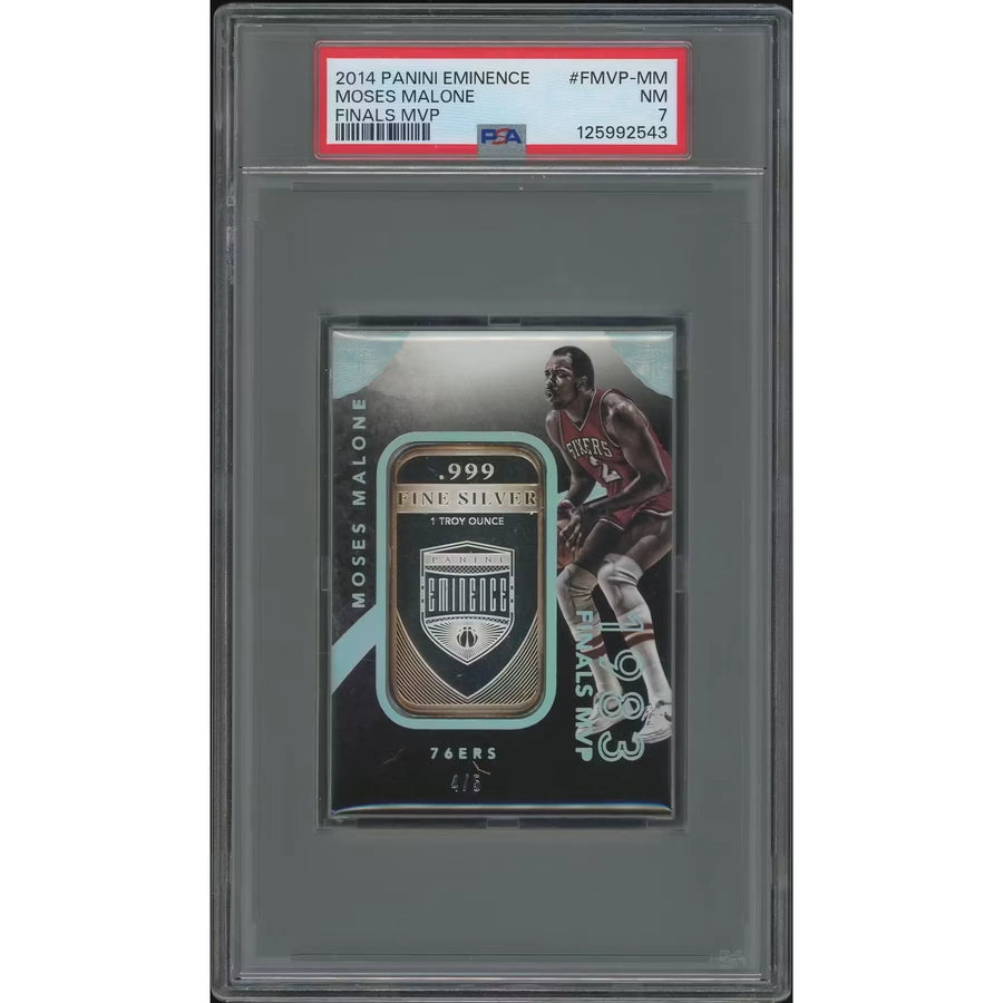 Moses Malone Signed 2014-15 Panini Eminence Finals MVP Silver | PSA 7 NM #4