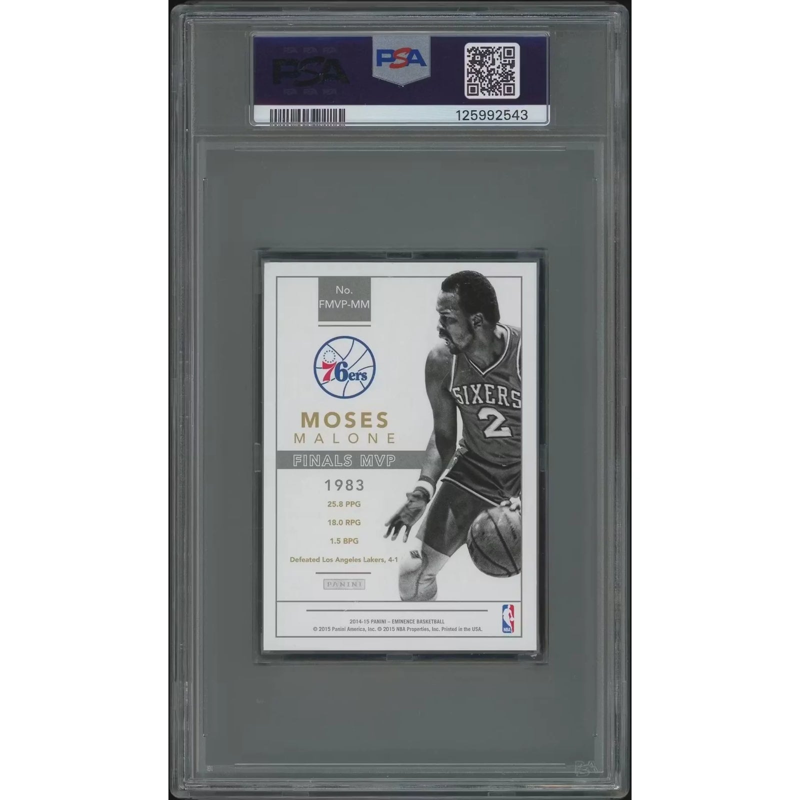Moses Malone Signed 2014-15 Panini Eminence Finals MVP Silver | PSA 7 NM #4