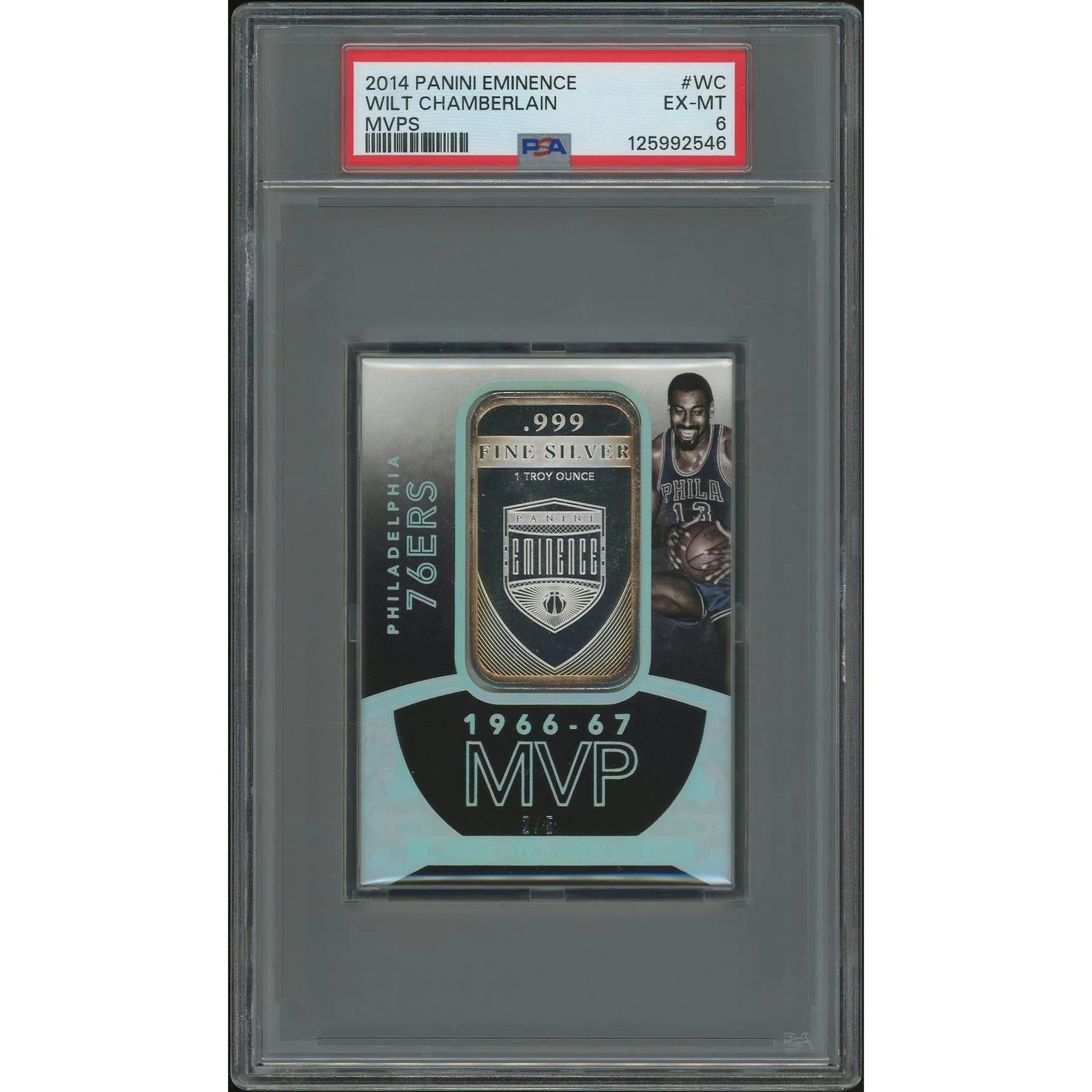 Wilt Chamberlain 2014-15 Panini Eminence MVP Silver | PSA 6 EX-MT #2/5
