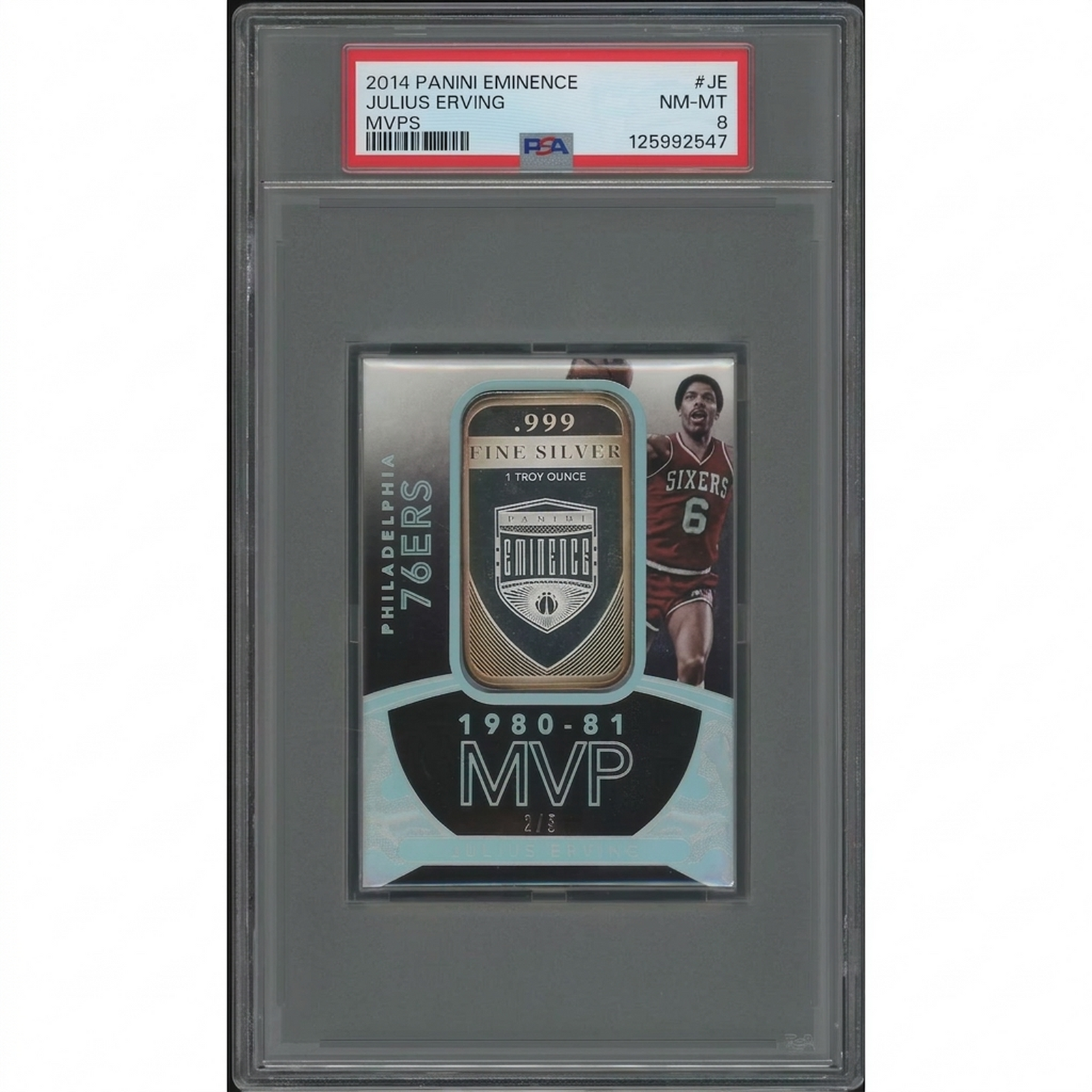 Julius Erving 2014-15 Panini Eminence MVP Silver Card | PSA 8 NM-MT #2/5
