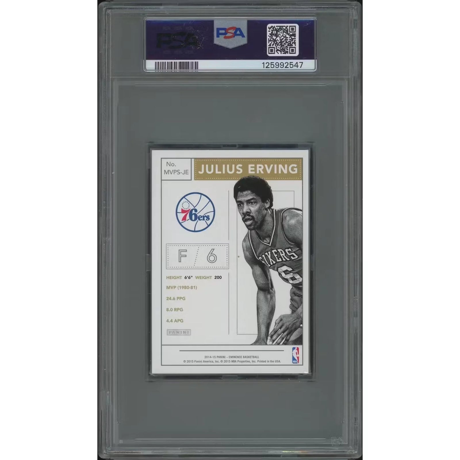 Julius Erving 2014-15 Panini Eminence MVP Silver Card | PSA 8 NM-MT #2/5