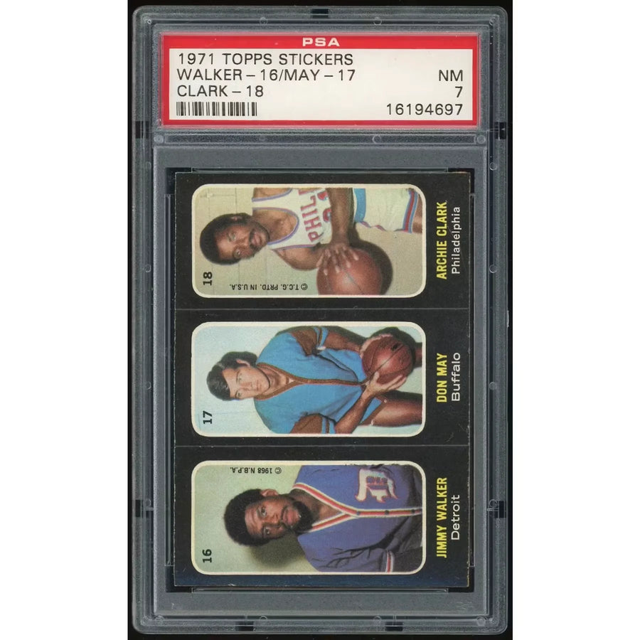 1971-72 Topps Stickers Walker/May/Clark | PSA 7