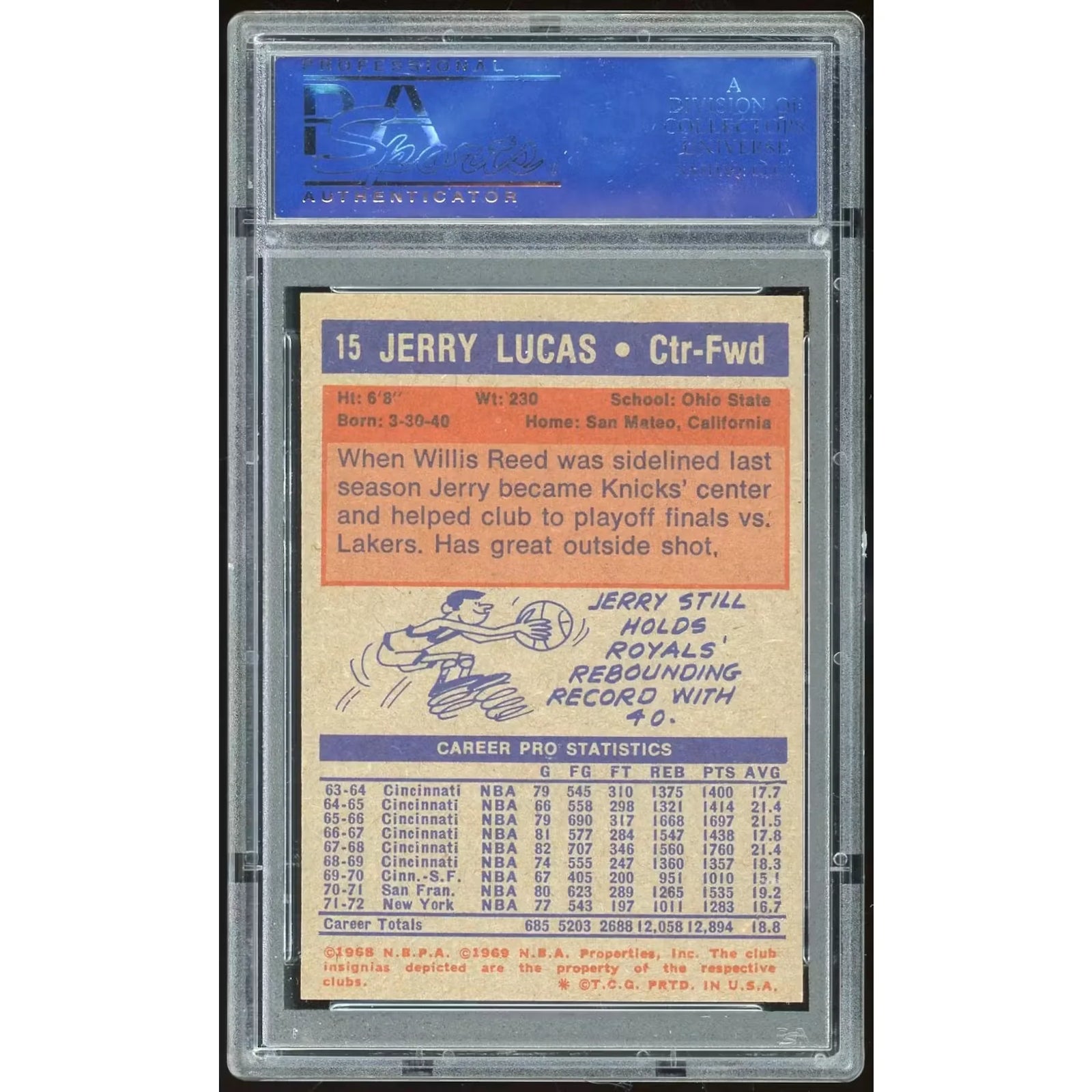 Jerry Lucas 1972-73 Topps #15 Card | PSA 8