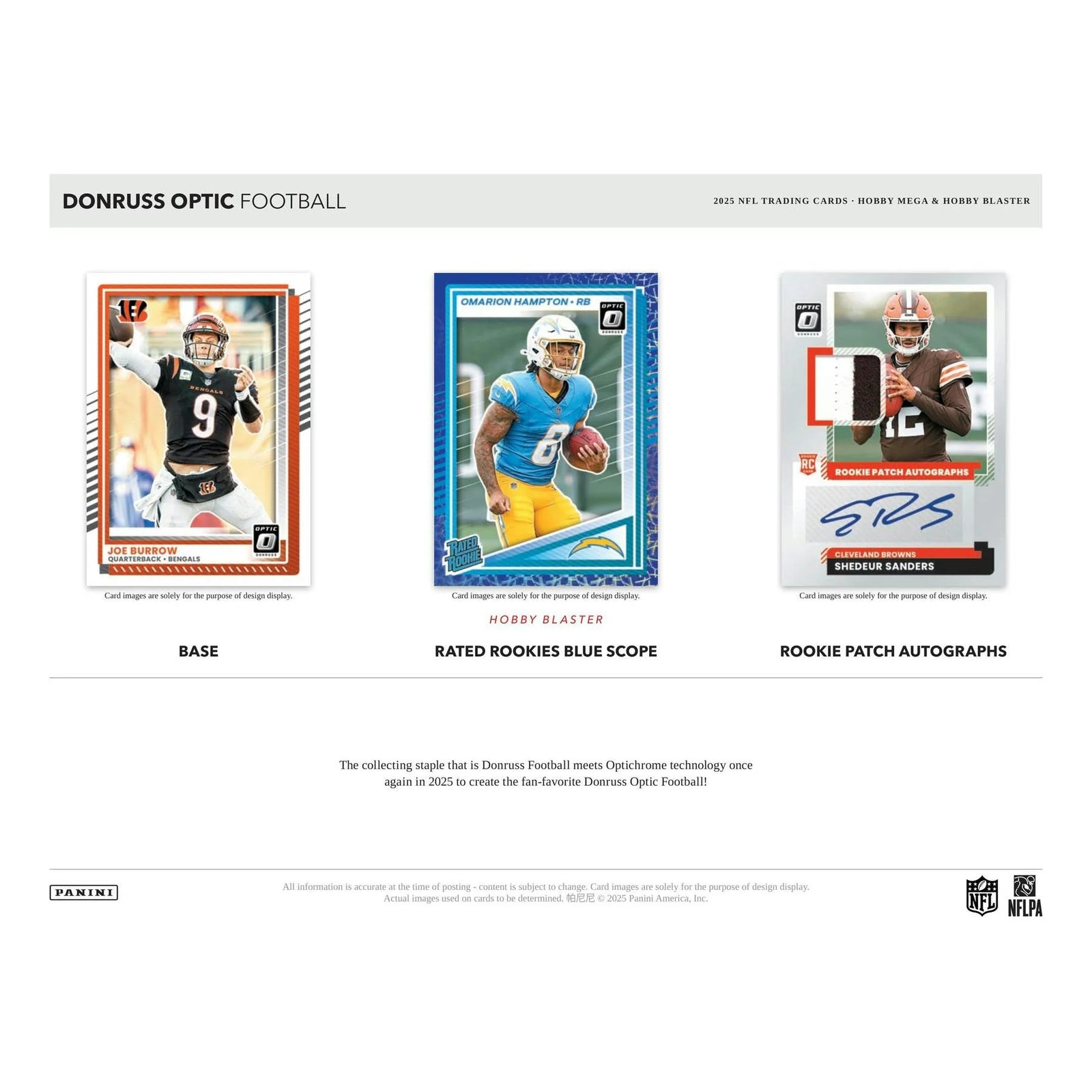 DRAFT - New 2025 Panini Donruss Optic Football Blaster Hobby 20-Box Case (Blue Scope Parallels!)