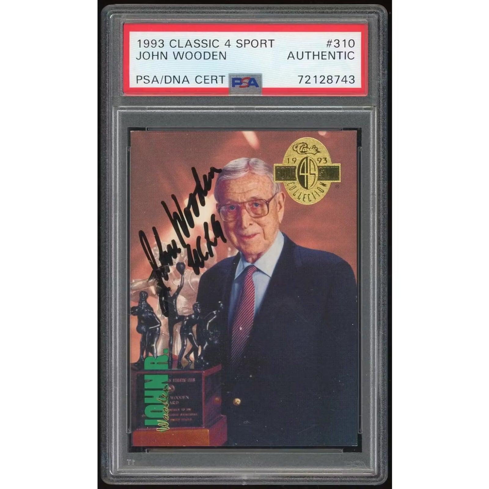 John Wooden Signed 1993-94 Classic 4 Sport #310 Card | PSA Authenticated