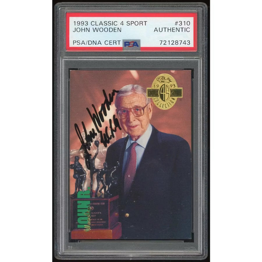 John Wooden Signed 1993-94 Classic 4 Sport #310 Card | PSA Authenticated