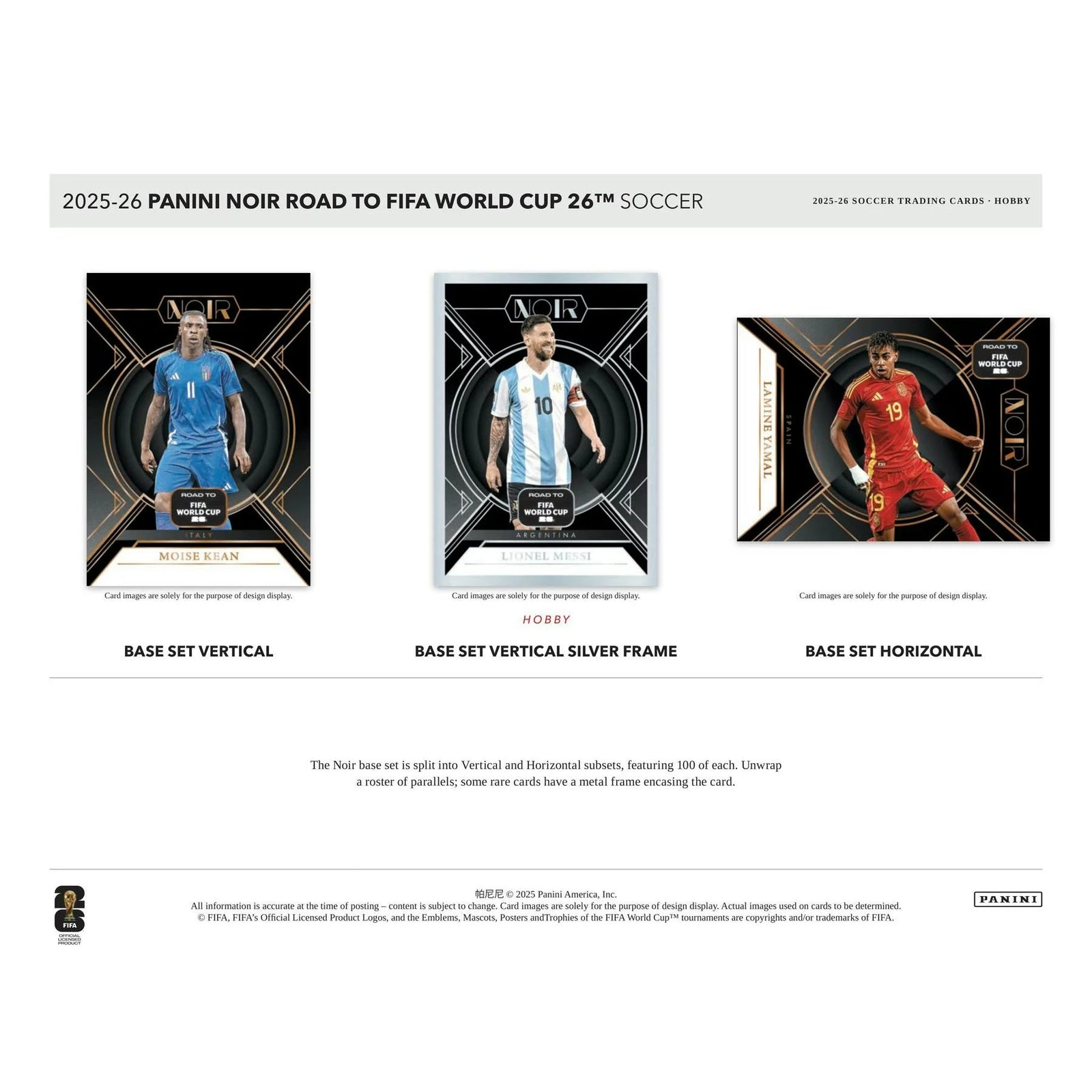 DRAFT - New 2025/26 Panini Noir Road to FIFA World Cup Soccer Hobby 3-Box Case
