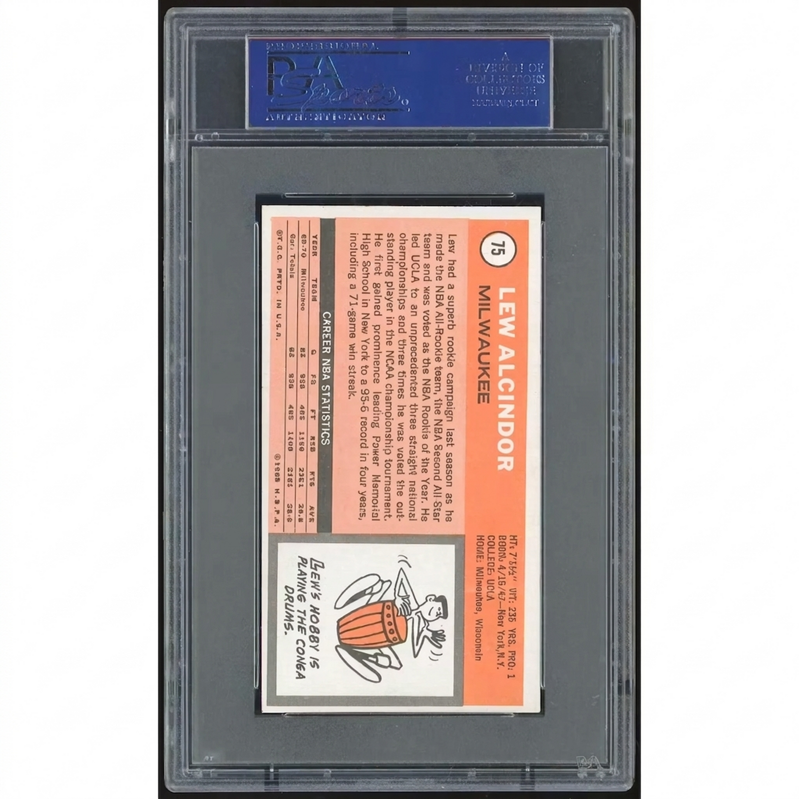 Lew Alcindor 1970-71 Topps #75 Basketball Card | PSA 7