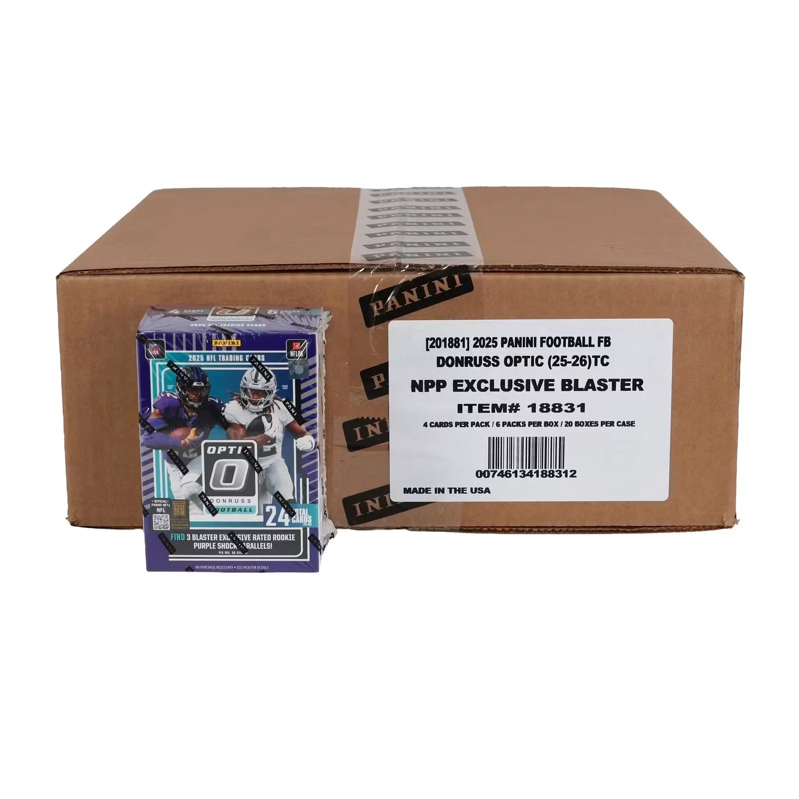 DRAFT - 2025 Panini Donruss Optic Football Blaster 20-Box Case | Purple Shock Parallels