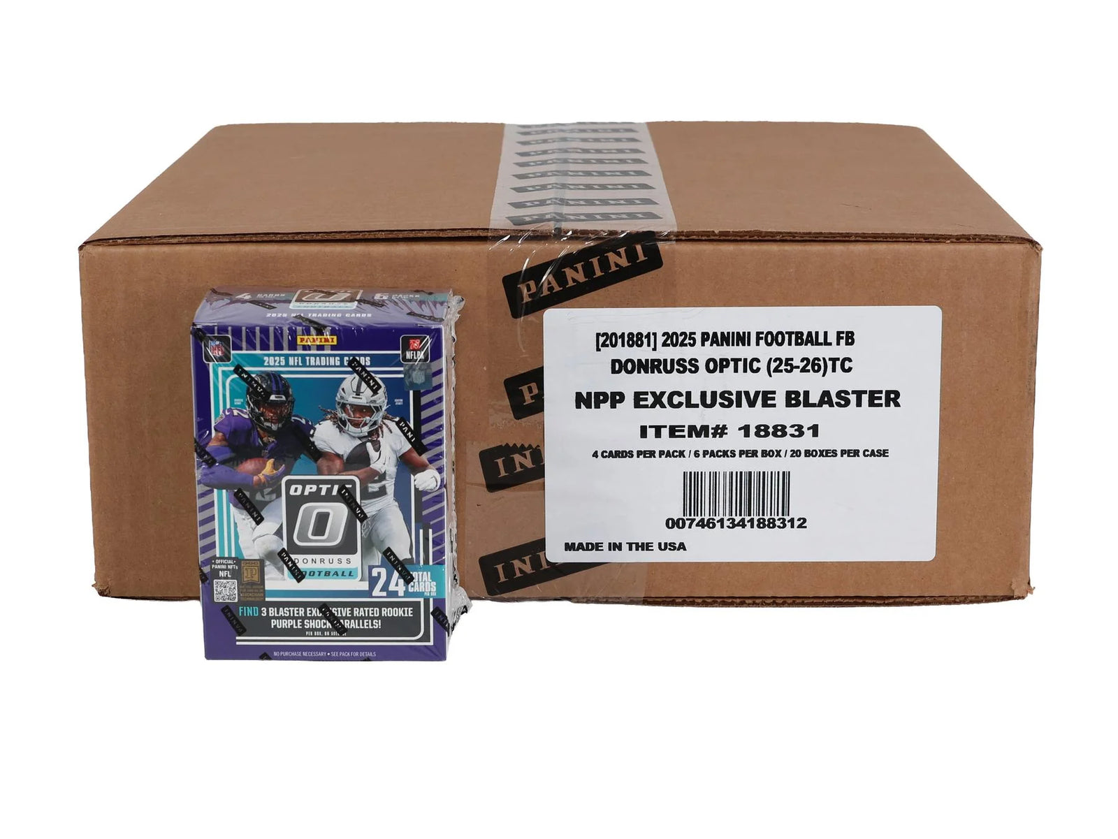 DRAFT - 2025 Panini Donruss Optic Football Blaster 20-Box Case | Purple Shock Parallels