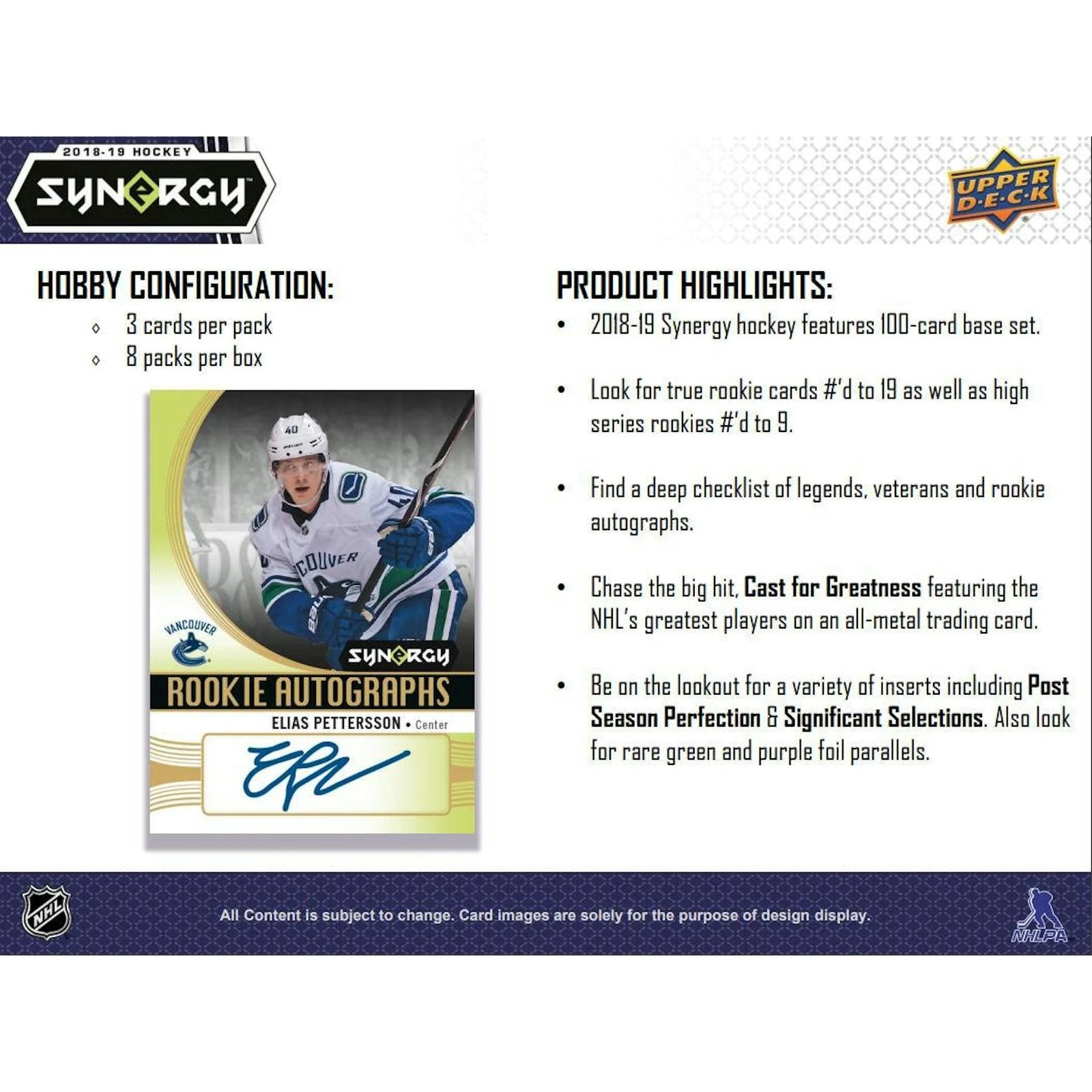 DRAFT - Just In 2018/19 Upper Deck Synergy Hockey Hobby Box