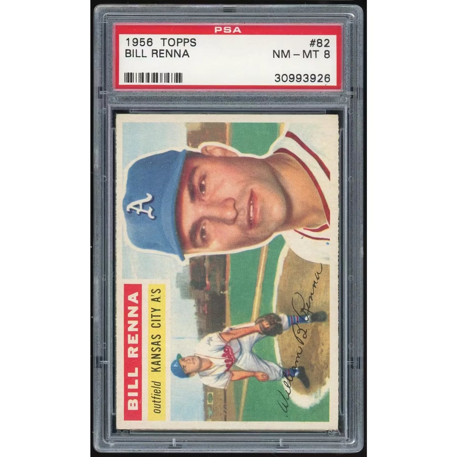 1956 Topps #82 Bill Renna Baseball Card | PSA 8