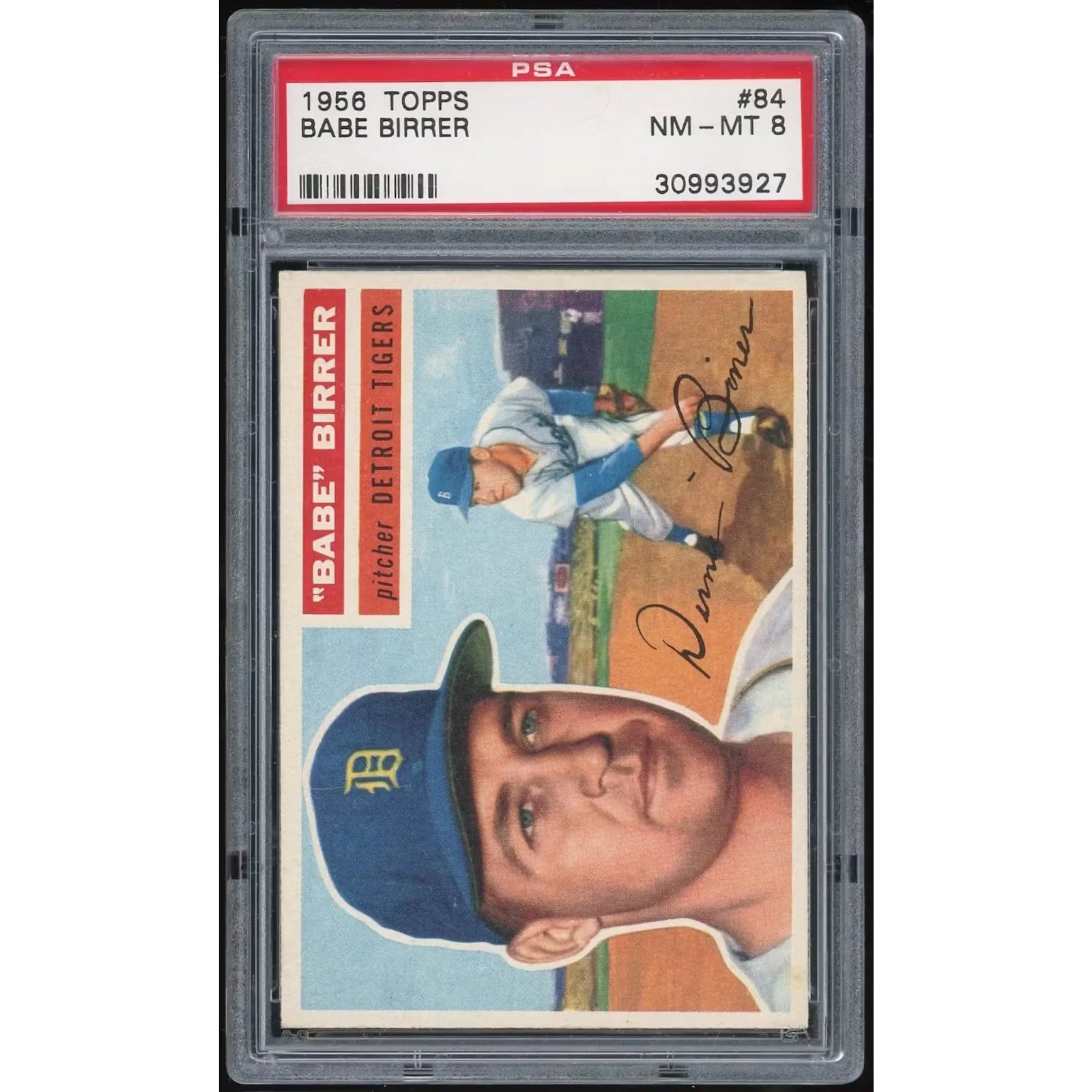 1956 Topps #84 Babe Birrer Baseball Card | PSA 8