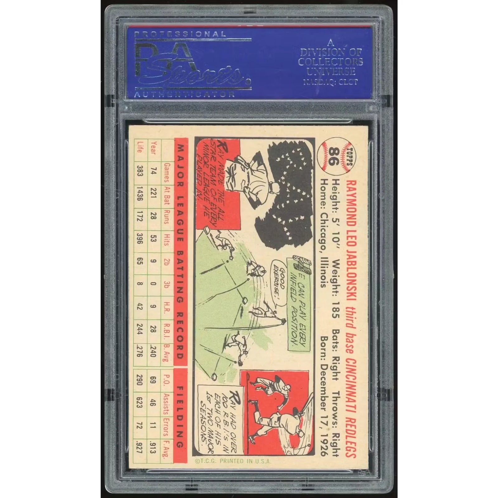 1956 Topps #86 Ray Jablonski Card | PSA 7
