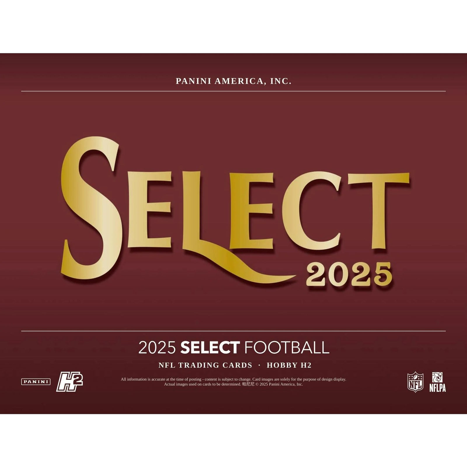 DRAFT - 2025 Panini Select Football H2 20-Box Case | Hobby