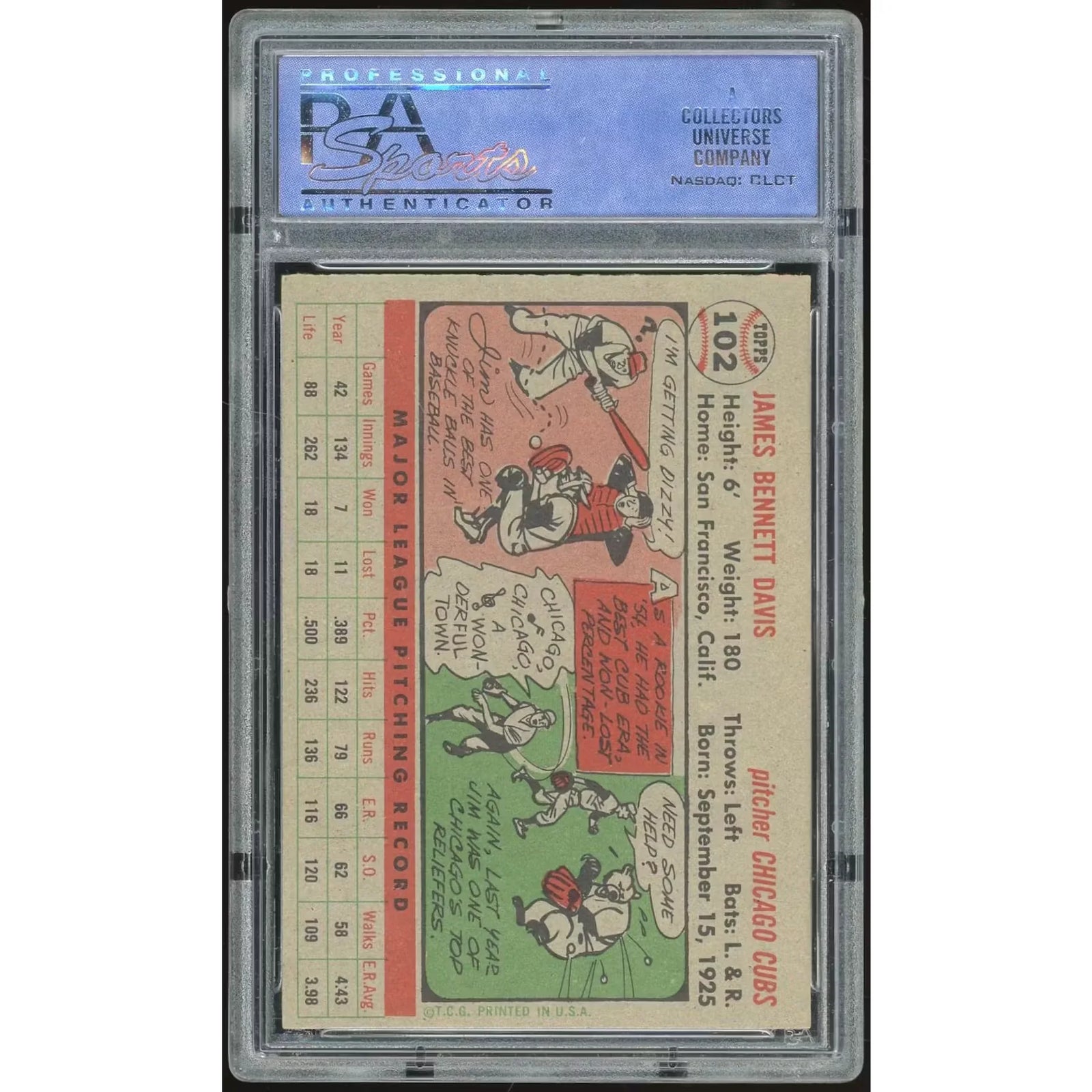1956 Topps #102 Jim Davis | PSA 7 Graded