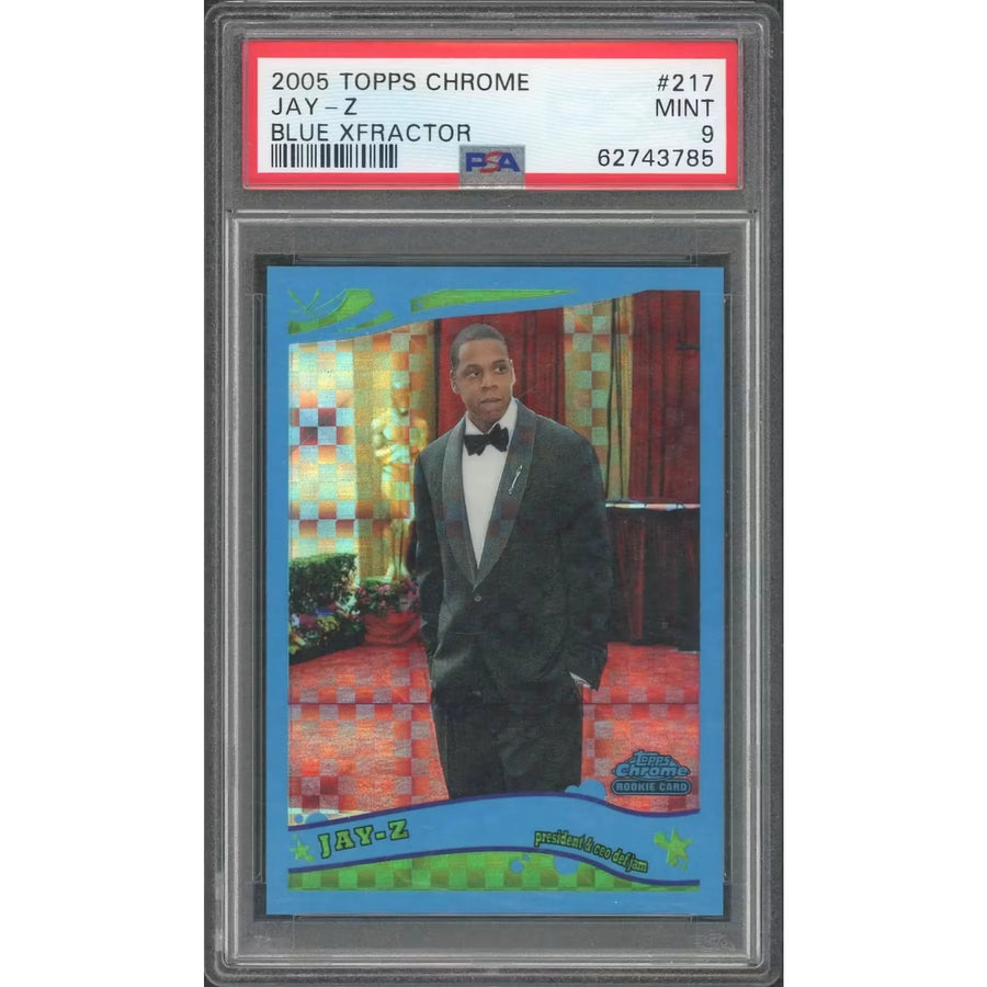 2005 Topps Chrome Jay-Z Blue Xfractor #217 | PSA 9