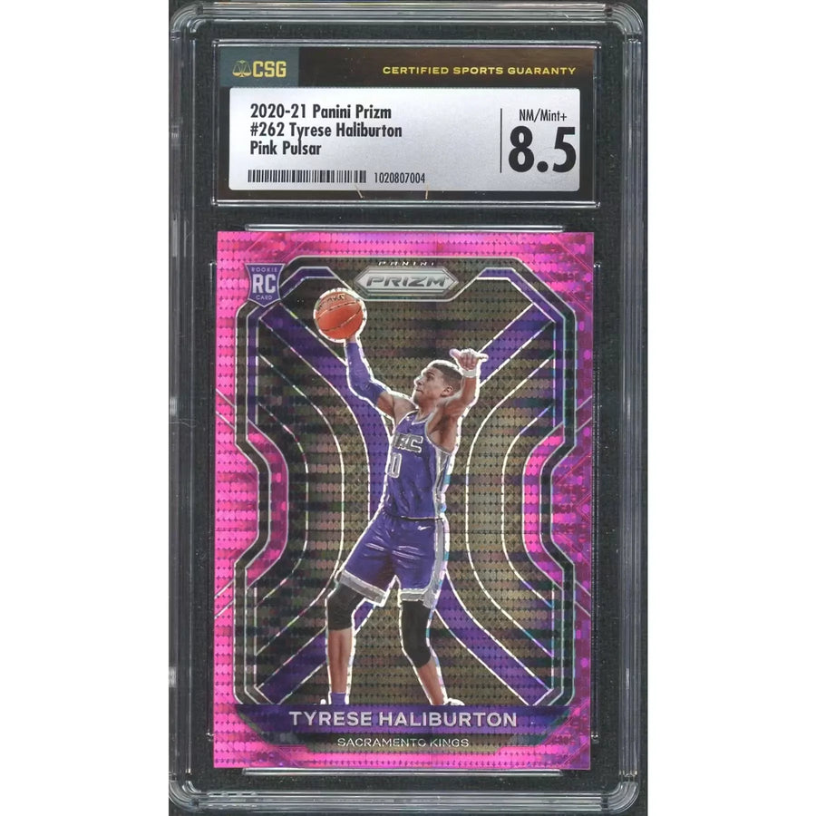 Tyrese Haliburton 2020-21 Panini Prizm Pink Pulsar #262 Card | CGC 8.5